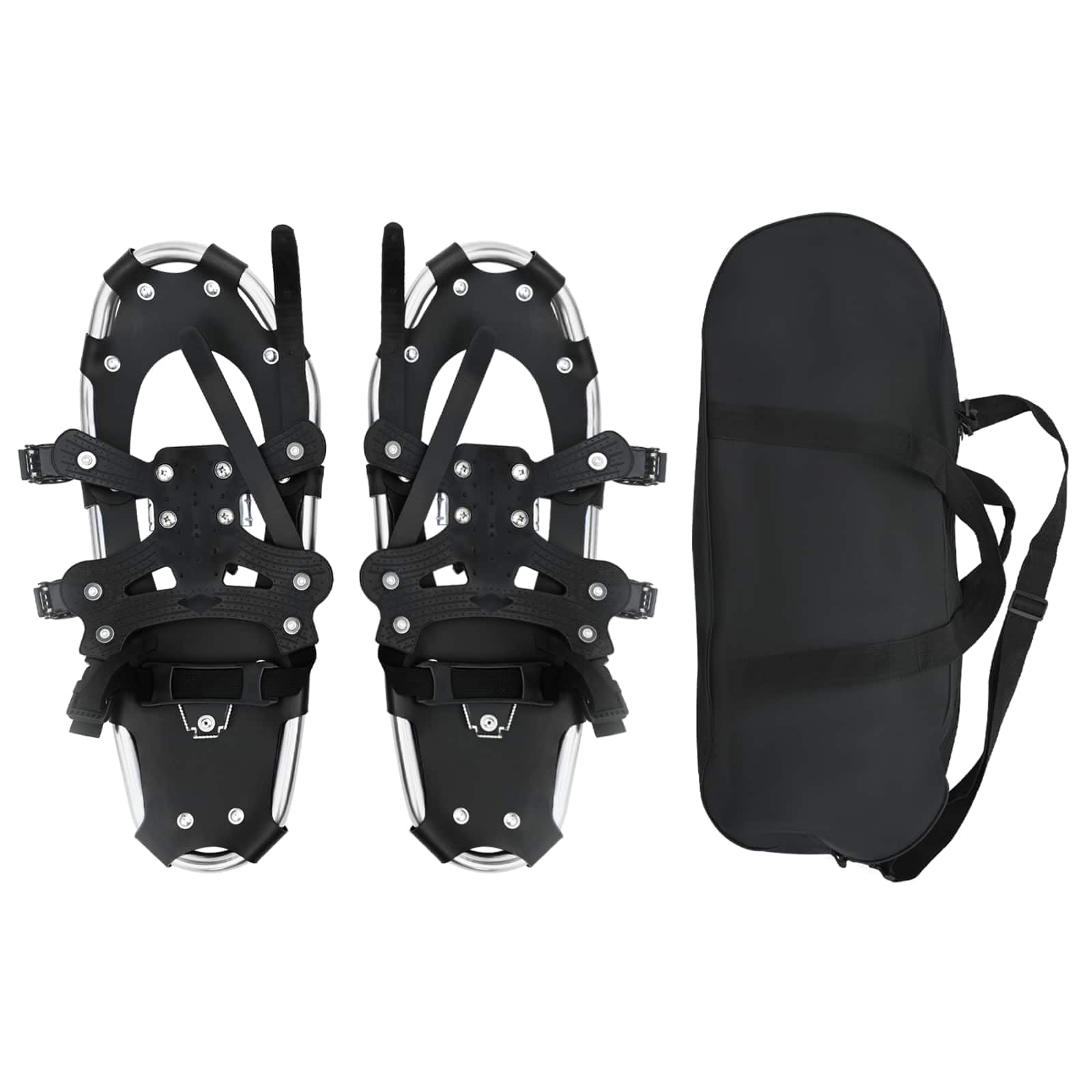 vidaXL Ciaspole 3 in 1 Argento e Nero 53,5 x 21 cm Alluminio e HDPE, Ciaspole in alluminio per il giardino, attrezzatura outdoor regolabile, accessori moderni per camminare sulla neve