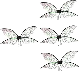 Amosfun 4 Pçs Asas De Fada Guarnição Preta Decoração De Princesa Decoração De Baile Borboletas Traje Asa Halloween Elfo Asa Menina Roupas Cigarra Asa De Fada Asa De Cigarra Para Cigarra