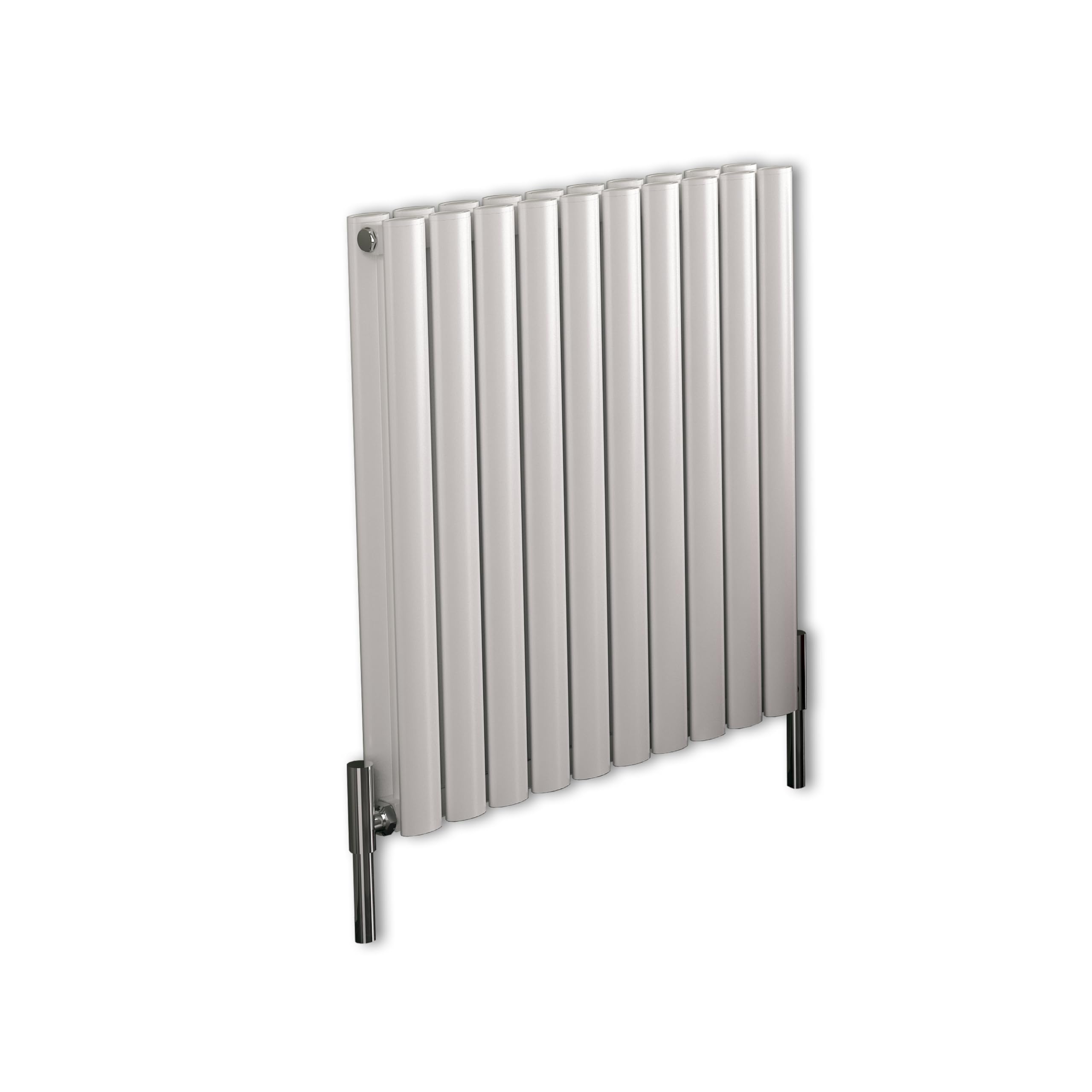 MILANO White Horizontal Double Oval Panel Aluminium Radiator 600 x 600mm