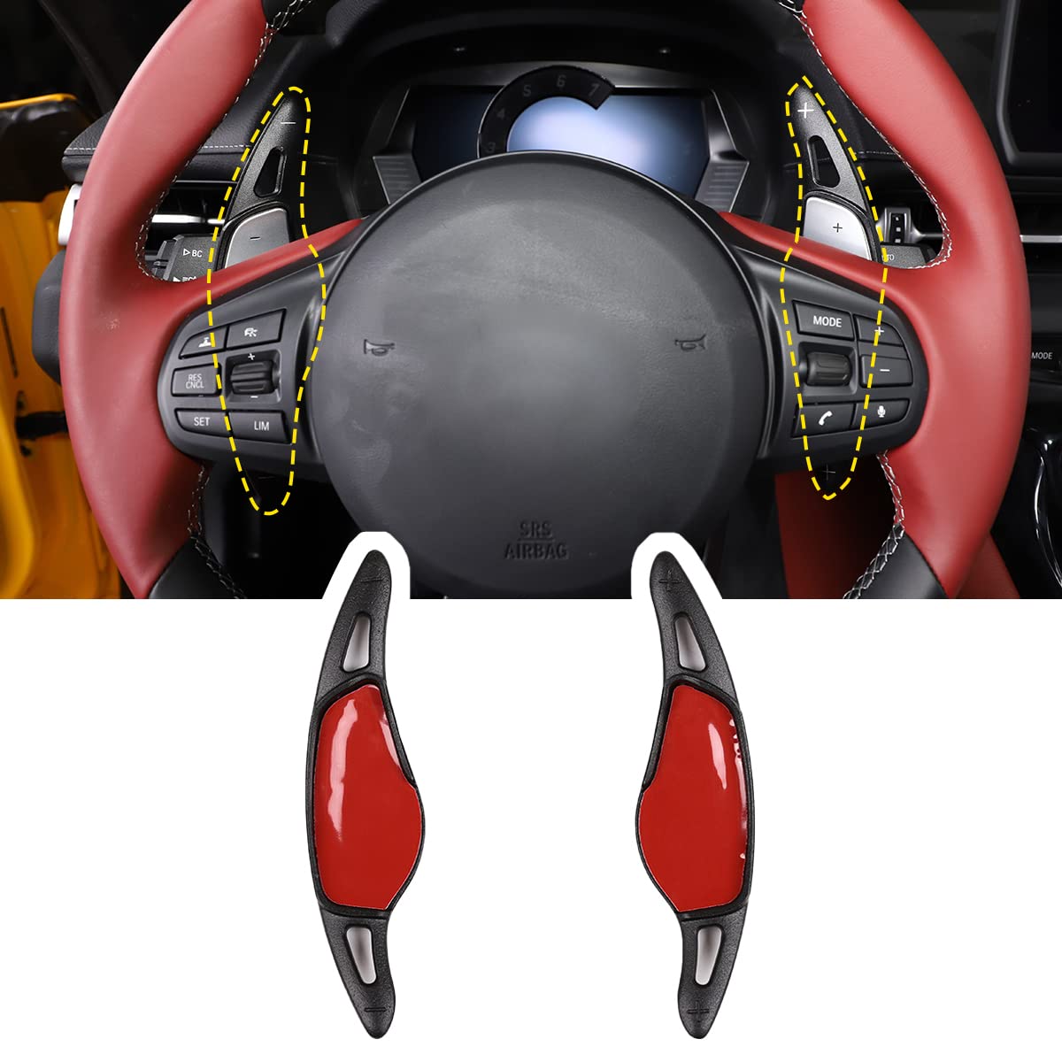 Fgtagtal Fit for Toyota Supra GR A90 A91 MK5 2019-2022 Steering Wheel Shift Paddle, Aluminum Paddle Shifter Extensions Cover, Auto Interior Shift Trim Cover, 2PCS (Black)