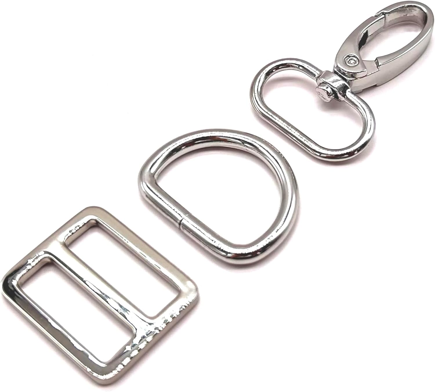 Swivel Snaps Hooks with D Rings and Tri-Glides Slide Buckles for Purse Bag Straps Making Dog Collars Hardware 15pcs - Image 9