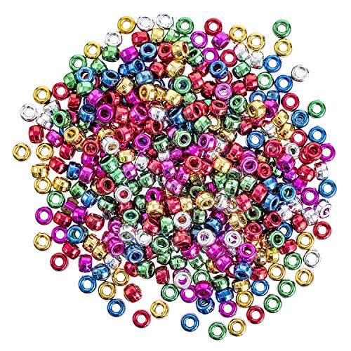 Darice 370-Piece Metallic Pony Beads, 6 by 9mm Assorted Colors (1963-35)