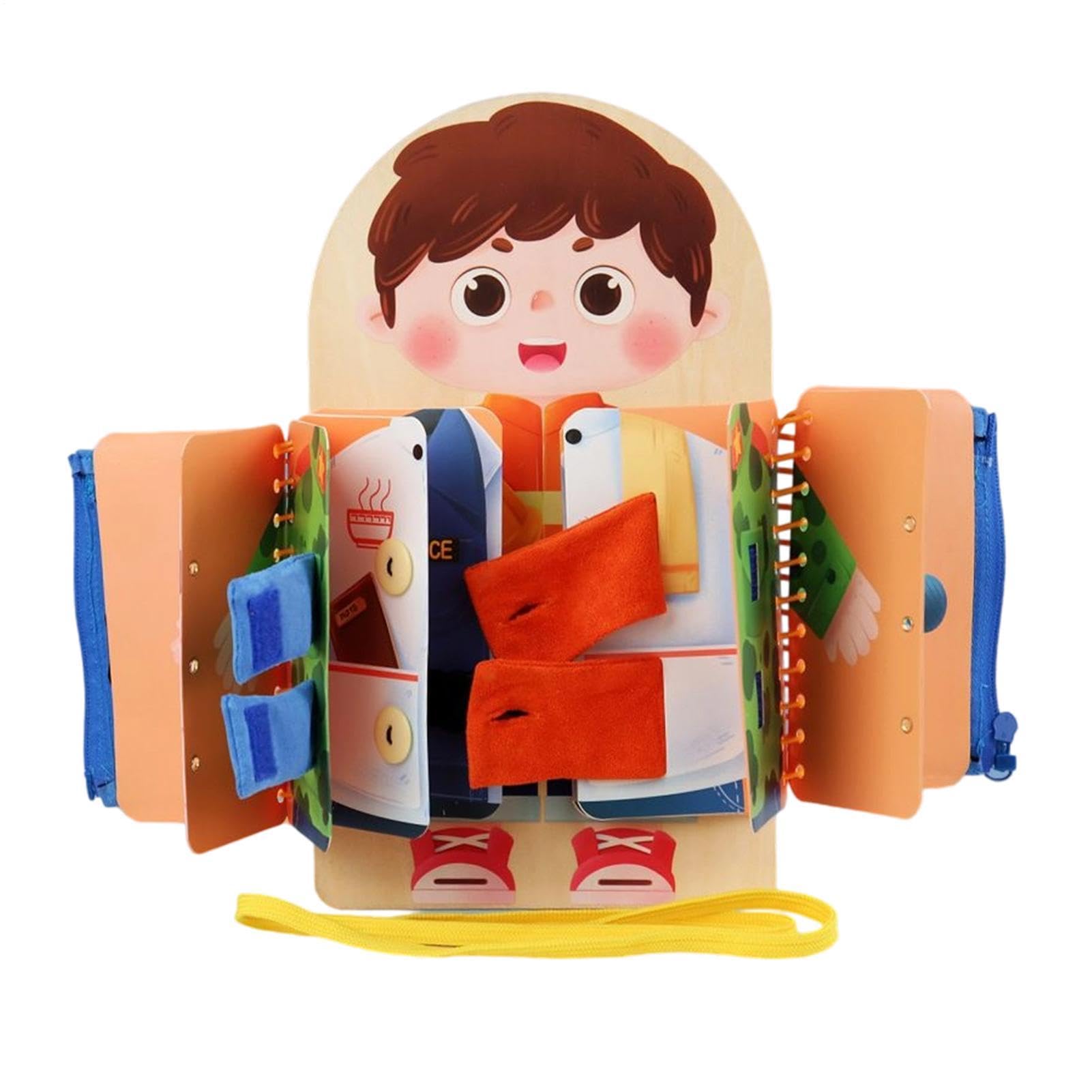 Fine Motor Skills Toys Zip and Button Board, Multi-layer BusyBoard for T-oddler, Montessoris Sensory Toys Activity Boards, Preschool Educational Learning Gift for 1-5 Year Old Girls & Boys
