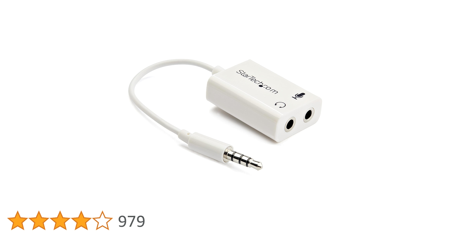 StarTech.com 3.5mm 4 Position to 2x 3 Position 3.5mm Headset Splitter Adapter M/F - White Headphone Microphone Splitter - 4 pin / 4 pole StarTech.com 3.5mm 4 Position to 2x 3 Position 3.5mm Headset Splitter Adapter M/F - White Headphone Microphone Splitter - 4 pin / 4 pole