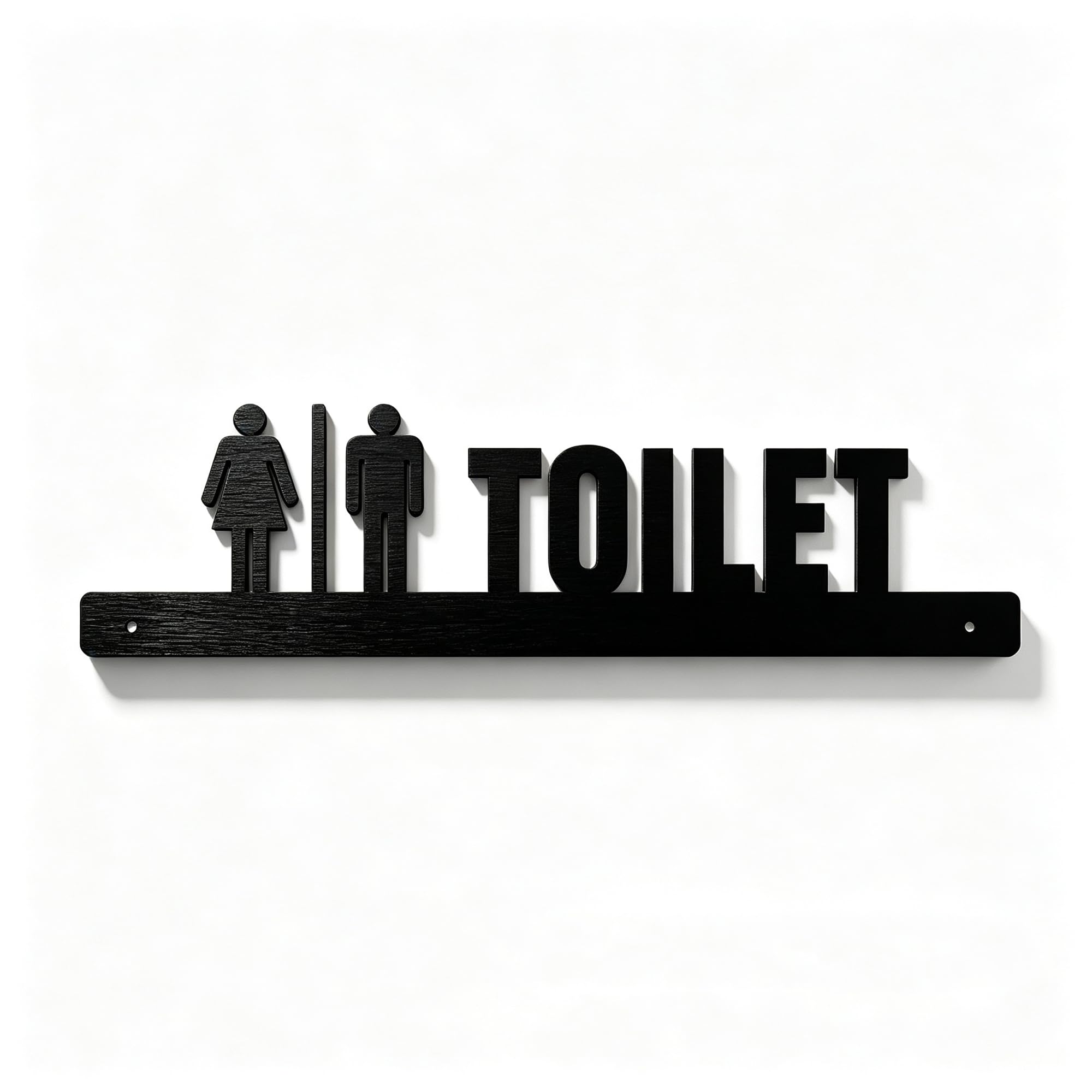 Toilet Sign for Bathroom Door (Wood-TOILET 30×6.5CM-No Glue)