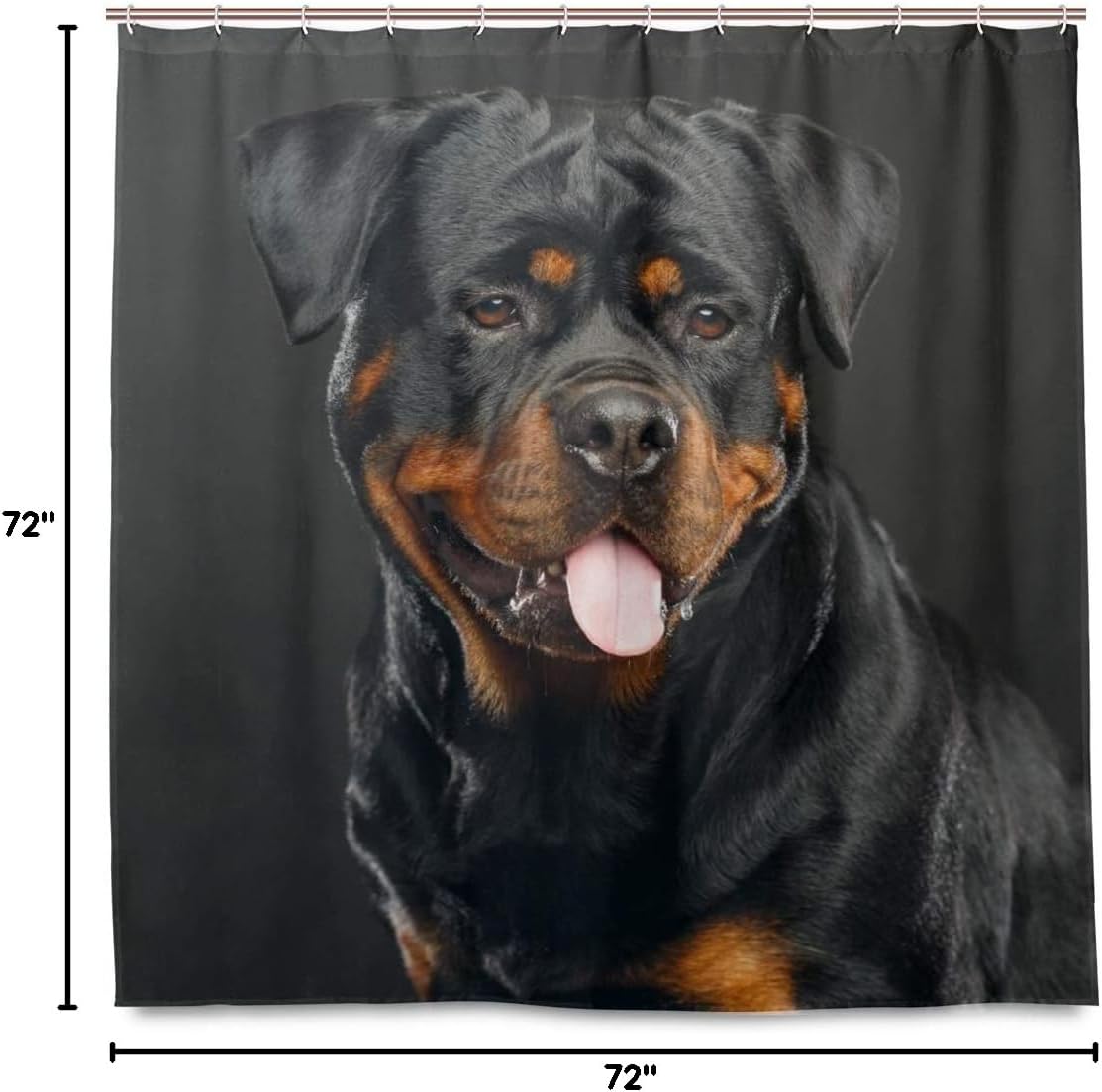 Hokkien Funny Rottweiler Dog Home Decorations Shower Curtain 72 x 72 inch Waterproof Polyester for Bathroom Shower Curtain Set with Hooks