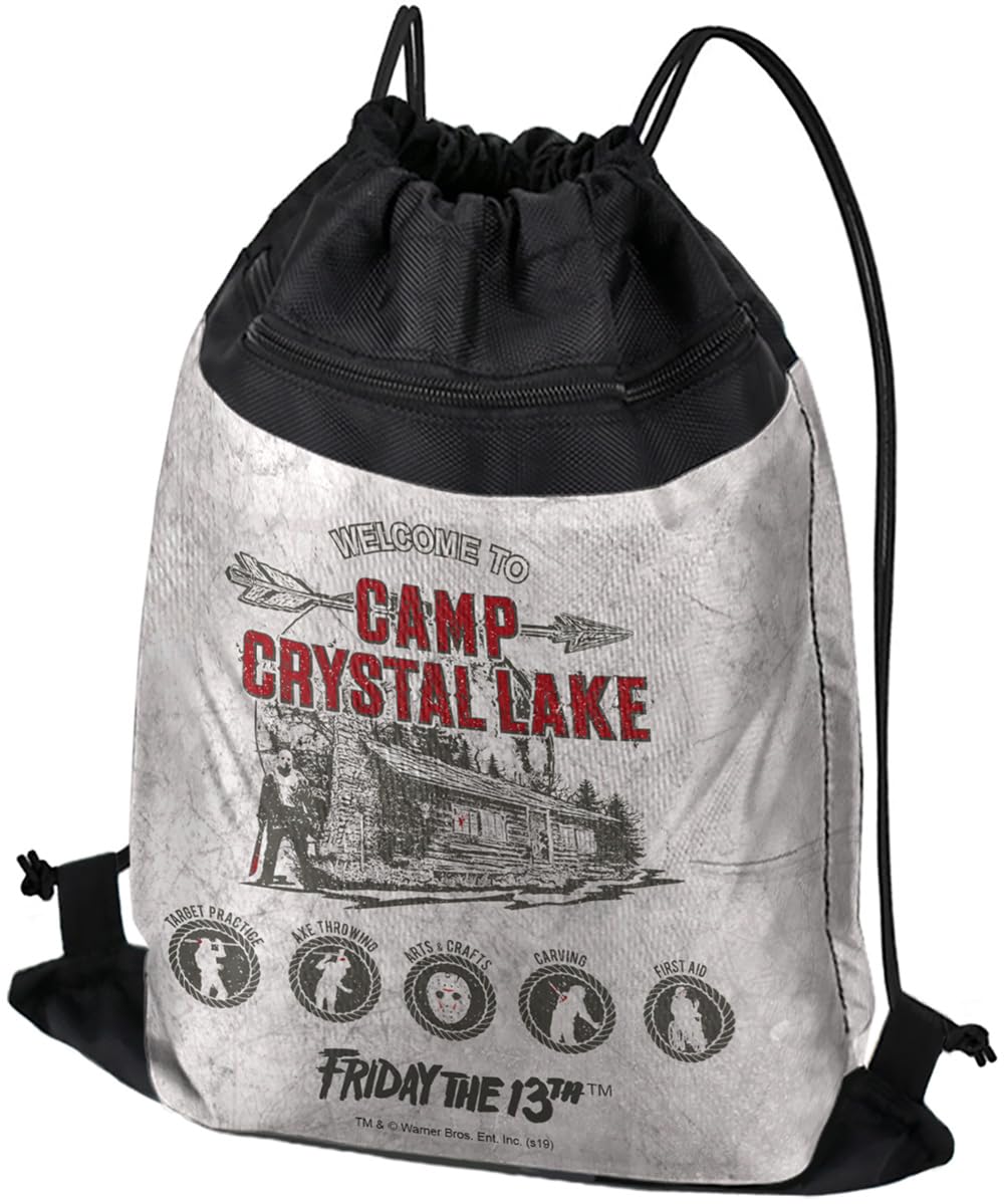 LOGOVISION Friday The 13Th Camp Crysal Lake Drawstring Backpack Sports Bag Sackpack 17