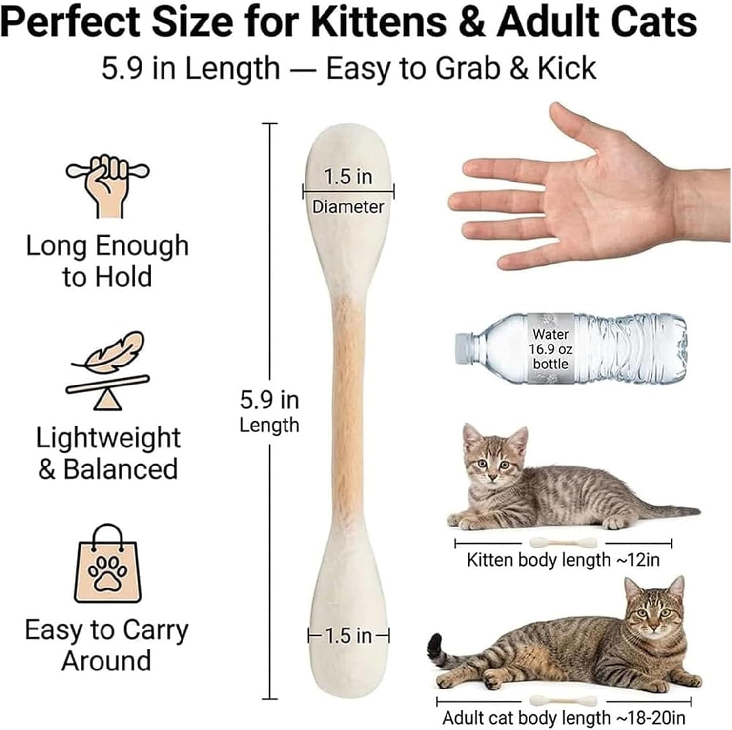 Q Tip, giocattolo interattivo per gatti, con erba gatta, batuffoli di cotone, giocattoli da masticare per gattini, accessori da gioco in feltro (6 pezzi)