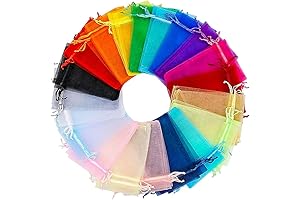 100 pcs Organza Sheer Fabric Drawstring Gift Bags for Party Favors Wedding Candy Bar