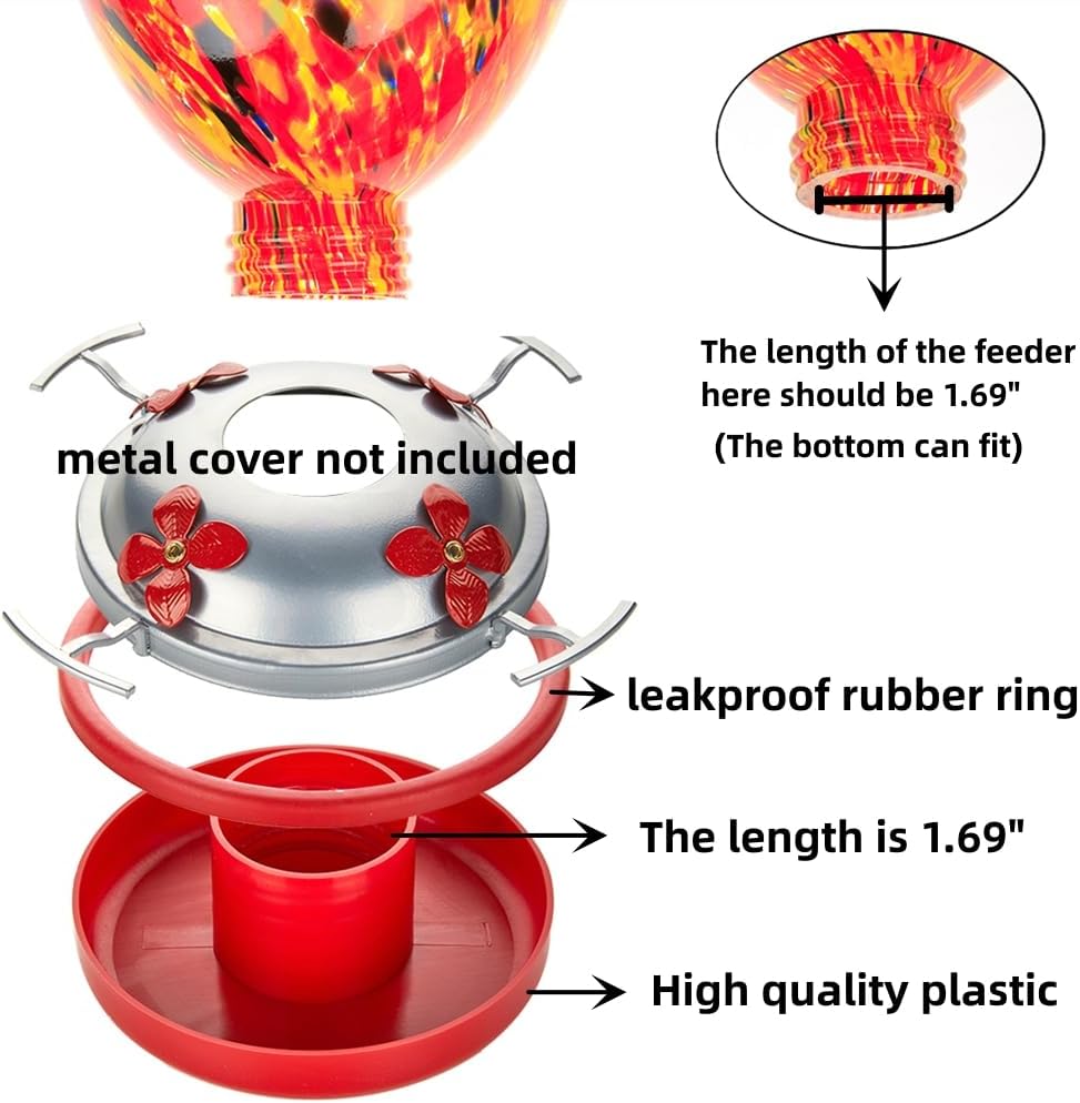 Hummingbird Feeder Accessories Set Replacement Plastic Base and Part Seal Ring for Hummingbird Feeder Base (Red)