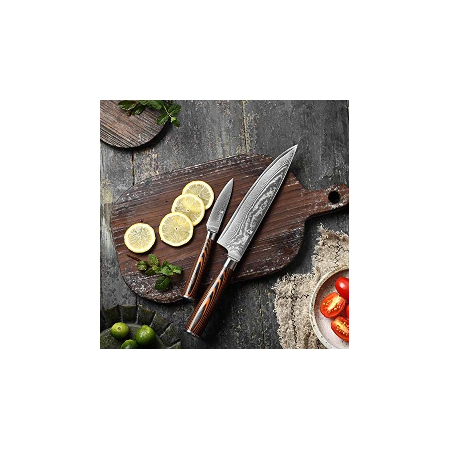 Jourmet-3PC-Damascus-Knife-Set-with-Japanese-VG10-Super-Steel-Core-Professional-67-layer-Handmade-PAKKA-Wood-Handle-with-SS-430-Bolster JOURMET 3PC Damascus Knife Set with Japanese VG10 Super Steel Core, Professional 67-layer Handmade PAKKA Wood Handle with S/S 430 Bolster