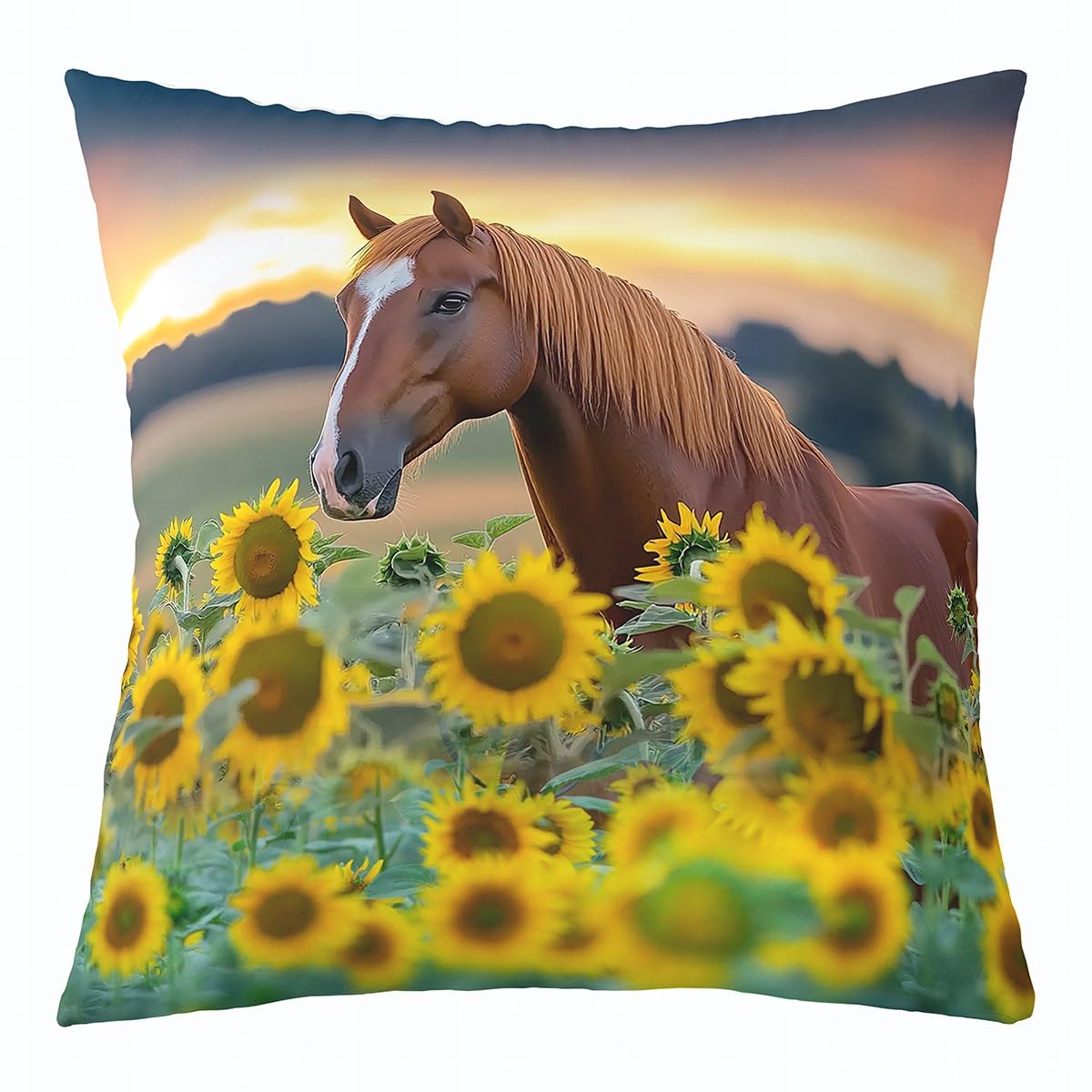 Feelyou Donkey Pillow Cover 18x18 - Kawaii Animal Print Decorative Cushion Case - View #9