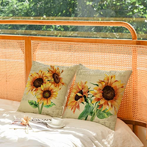 Neatee Living Set Of 4 Sunflower Decorative Throw Pillow Covers 18X18 Inch Plant Pillow Covers Linen Square Pillow Cases Summer Flower Outdoor Sofa Couch Home Bed Decor Cushion Covers (18 By 18) #TOP1