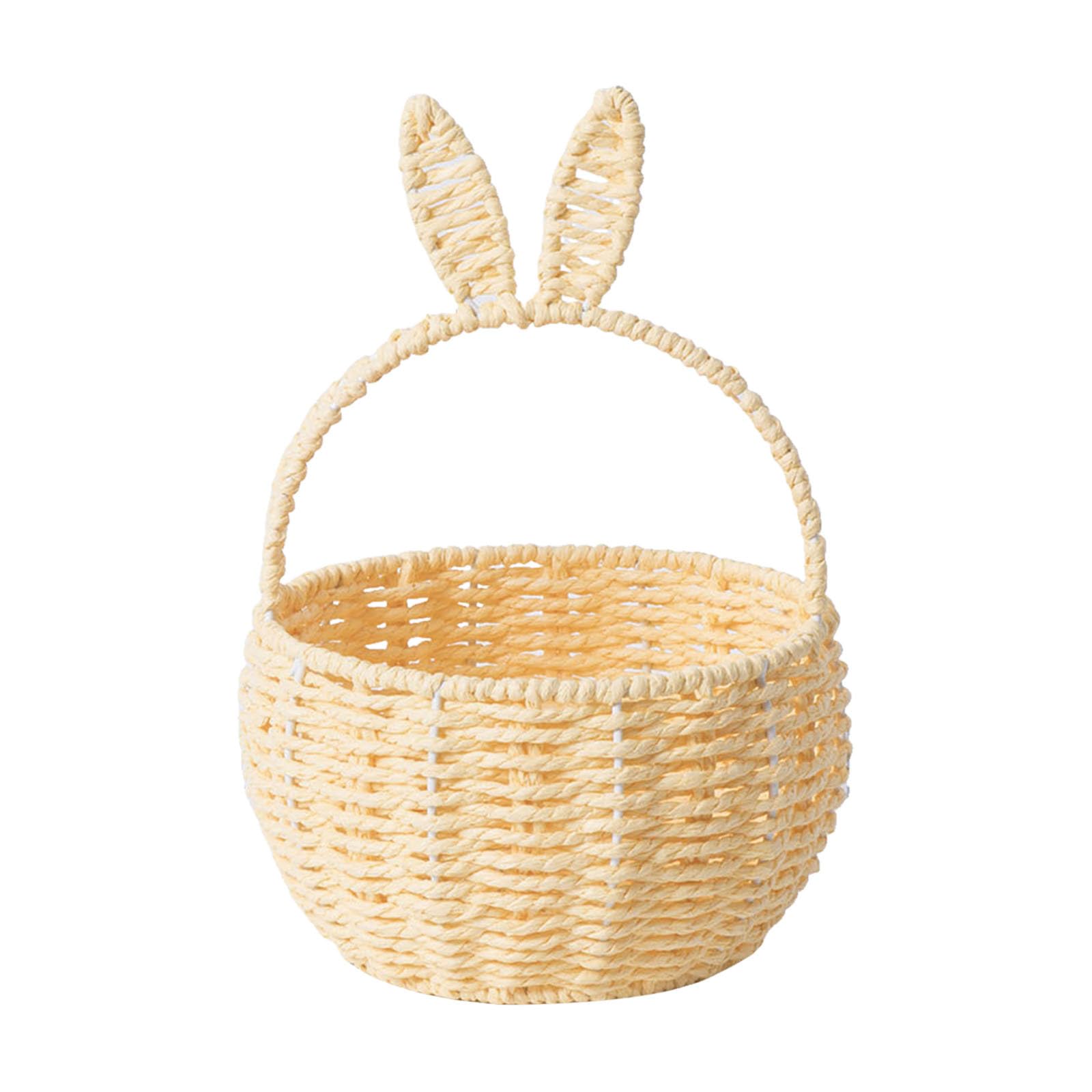 Osterkörbchen Mit Henkel, Kinder Osternest Korb, Oster Geschenktüten, Ostertüten Aufbewahrung Ostergeschenke Ostern Eier Süssigkeit Plätzchen, Handgeflochtenerb Kleiner Weidenkorb mit Henkel (Gelb)