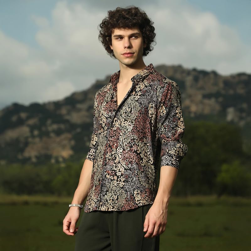 Image of CAHOOT Men's Shirt for Casual Wear | Spread Collar | Long Cuffed Sleeves | Button Closure | Shirt Crafted with Comfort Fit for Everyday Wear