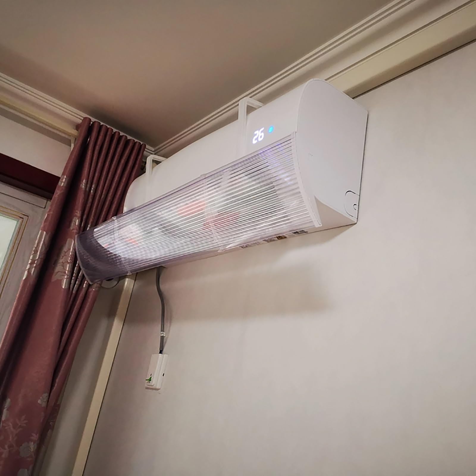 Deflettore Condizionatore Universale di Ventilazione Regolabile Trasparente Deflettori per Condizionatori Split e a Parete, Anti-Soffio Diretto(110x18cm/43x7in)