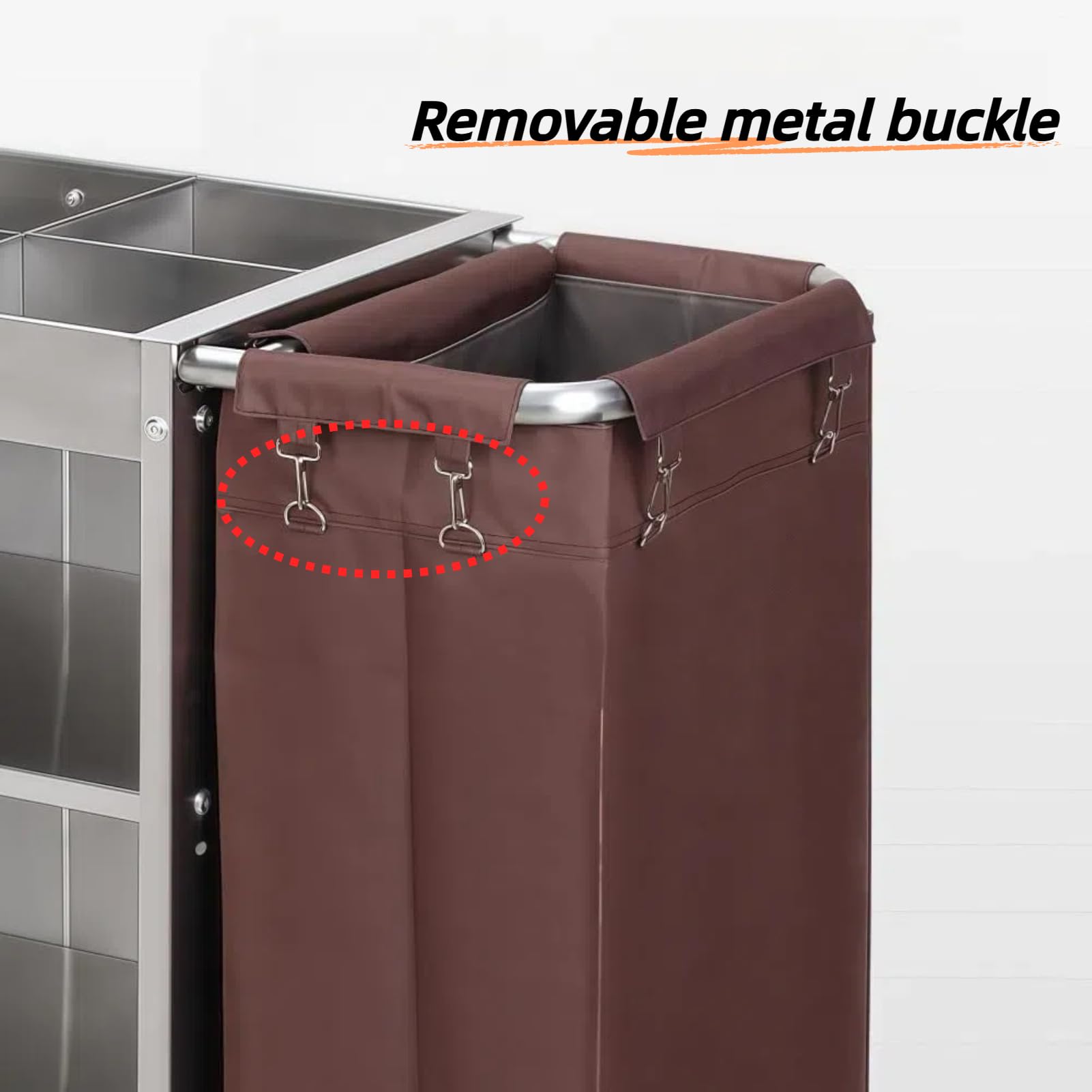 Housekeeping Wagen,Hotelreinigung Handwagen,Mit wasserdichte Oxford-Stofftasche,GeräUscharme Lenkrollen,FüR Hotels Und BüRos Reinigung,Silber,56×18×44in(Pocket)