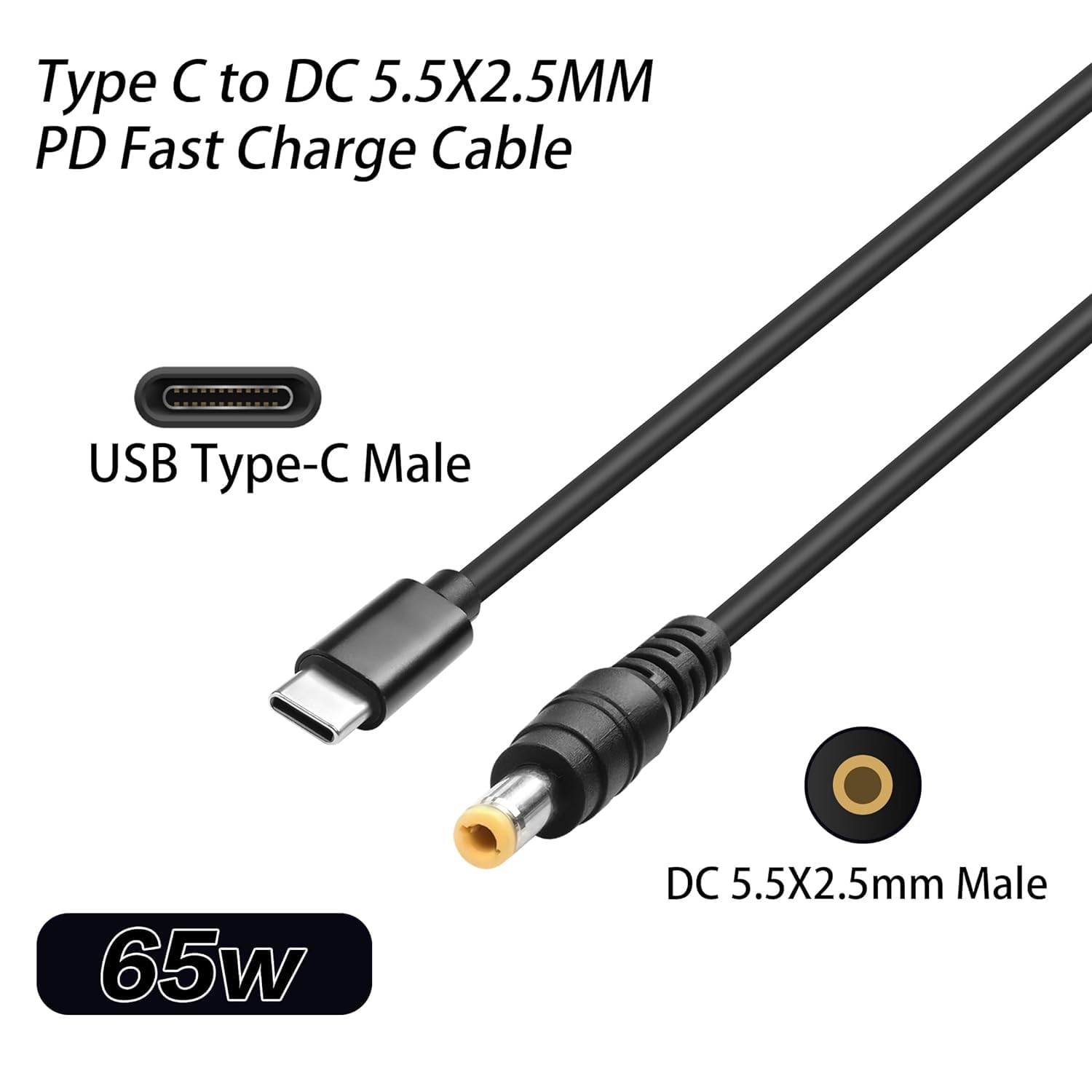 ETZIN Type C USB-C Male Input to DC 5.5x2.5mm Power PD