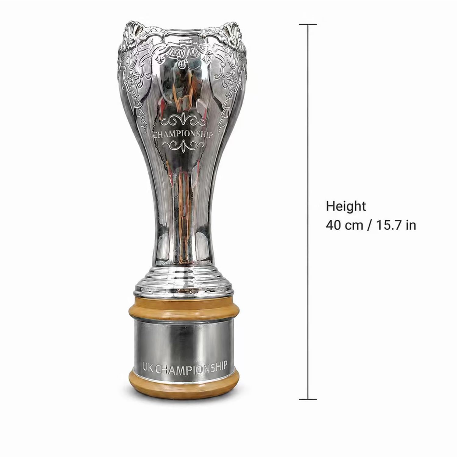 Snooker UK Meisterschaft Trophäe Replica, Billard Sieder Pokal | 40 cm Silberharz Champion, Sportmemorabilia Sammlerstück, Deko für Schreibtisch und Regal, Geschenk für Fans