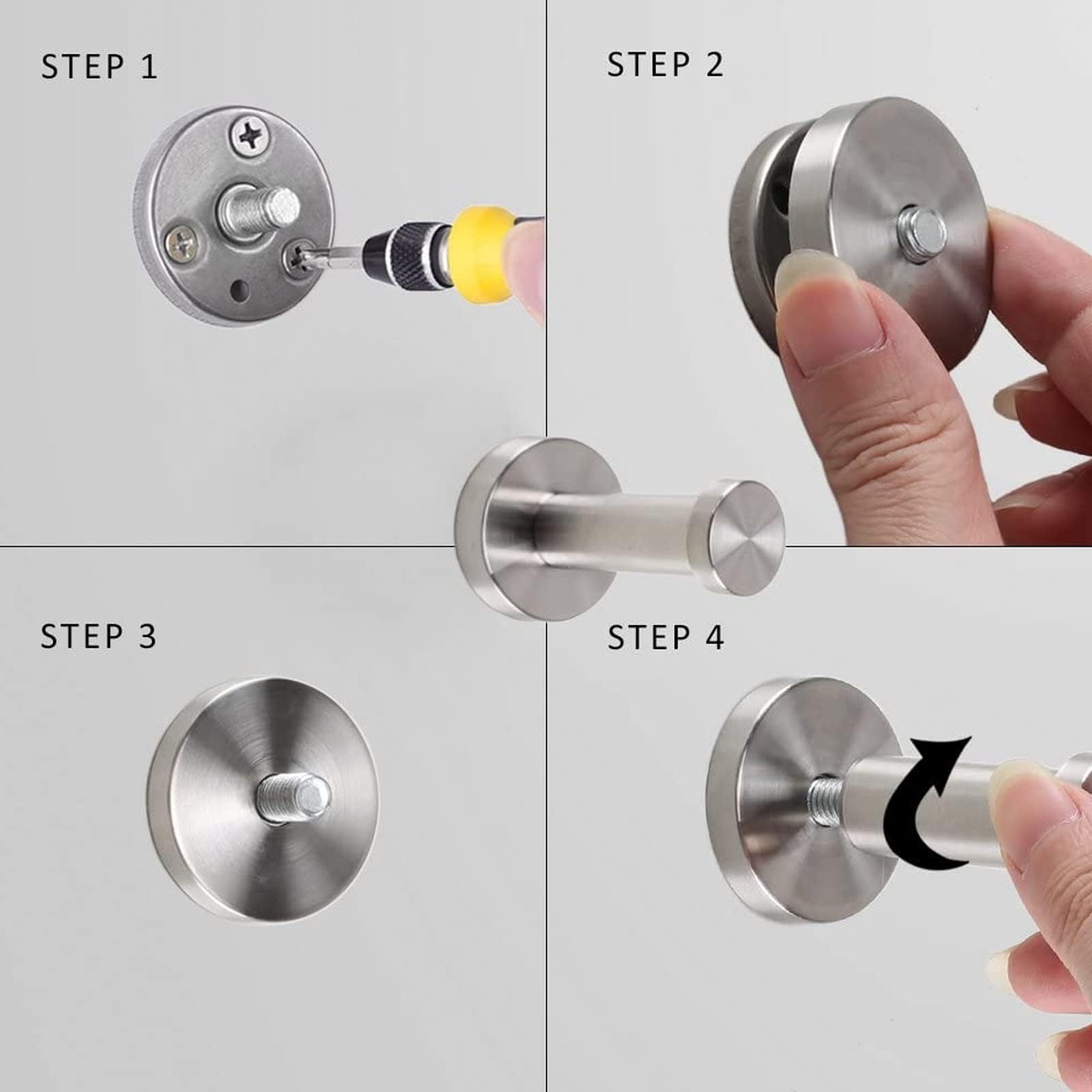 6 ganci appendiabiti appendiabiti in acciaio inox, per forare, da parete, con viti, per bagno, cucina, cappotto, asciugamani, 52 mm