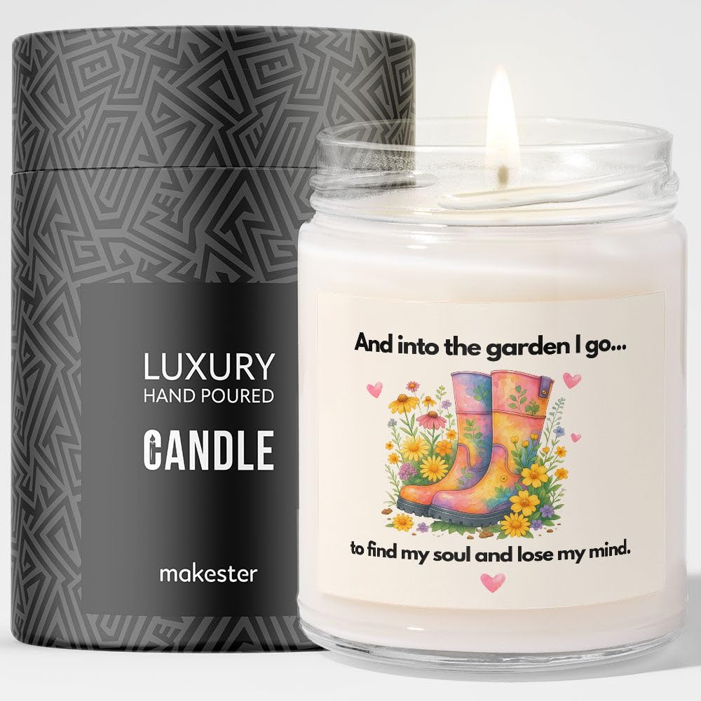 Gift for Gardener - Luxury Soy Wax Candle - Vanilla, Jasmine, Sugared Almond - Makester