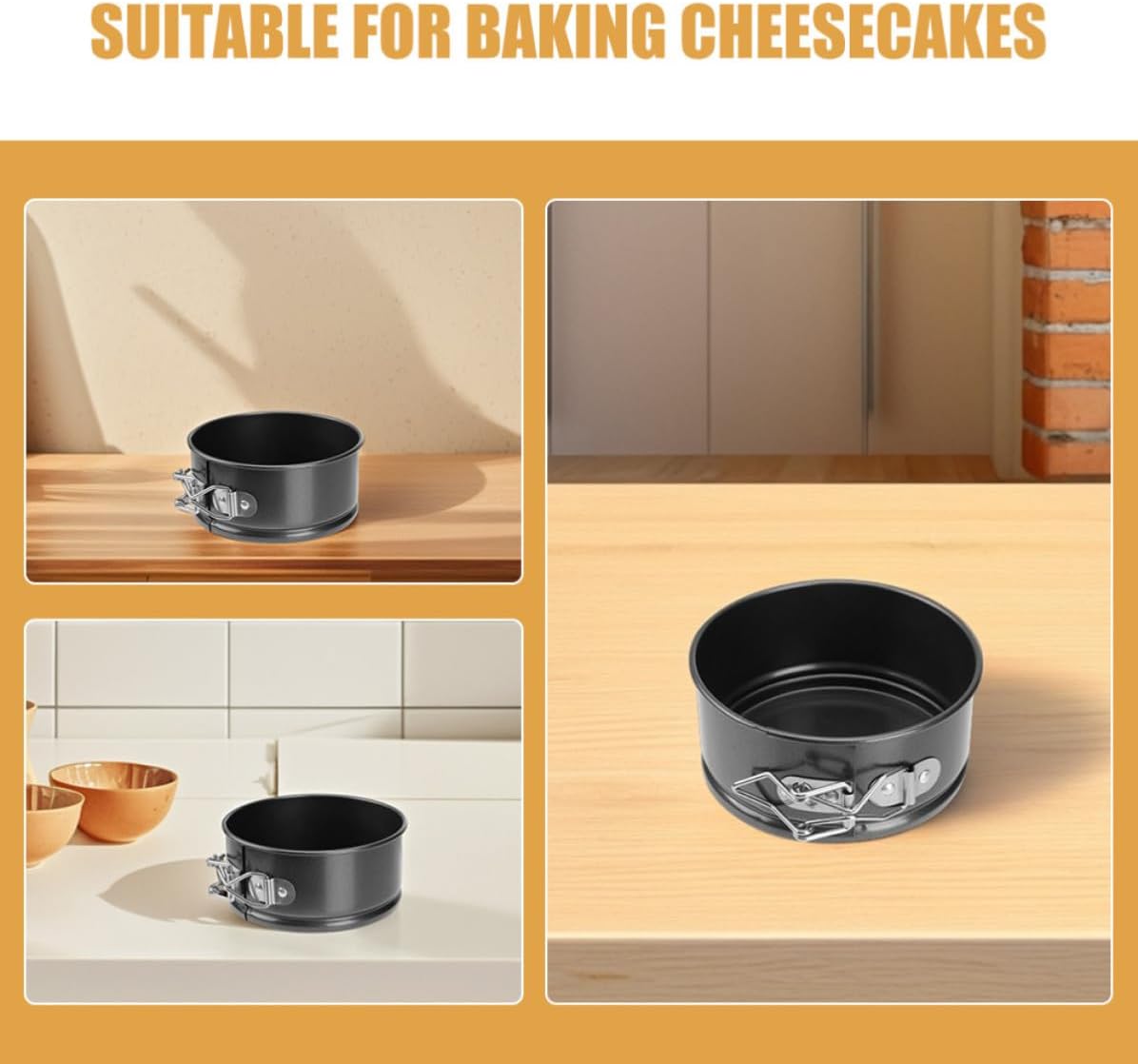 Gatuida 4pcs Mini round Cake Pan Set, Carbon Steel, Easy Release