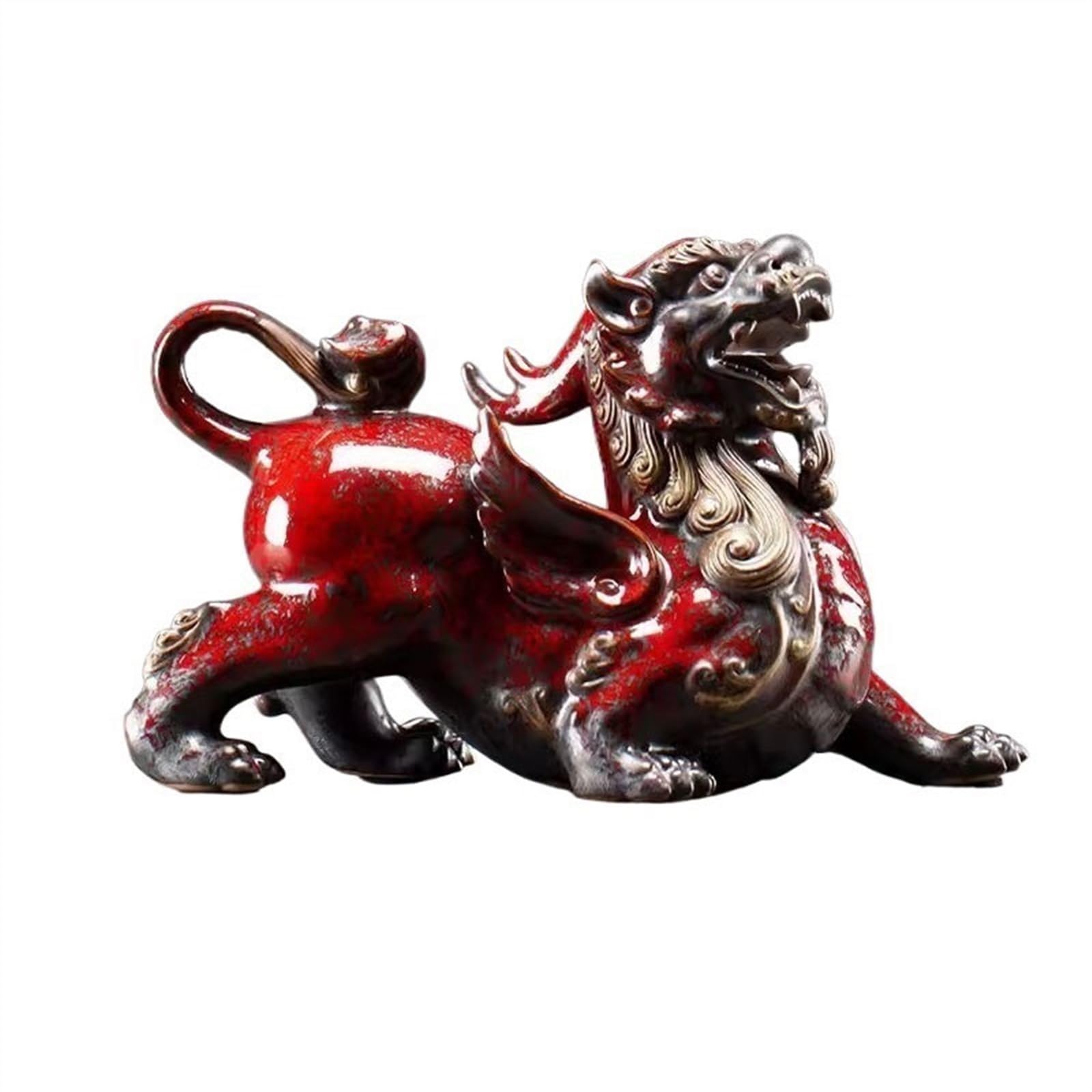 BHGFYXBS Statues Ornament Chinese Fortune Pixiu Ornaments Home Ceramic Living Room Entrance Decoration Desk Gift Feng Shui Decoration,Left-Without base