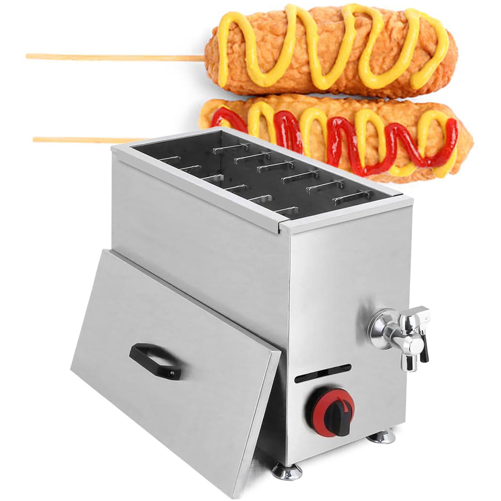 Frytkownica do Kukurydzy, Komercyjna Maszyna do Robienia Paluszków do Hot Dogów, Frytkownice Gazowe z Pokrywką, do Kuchni, Restauracji, baru z Przekąskami, Stołówki