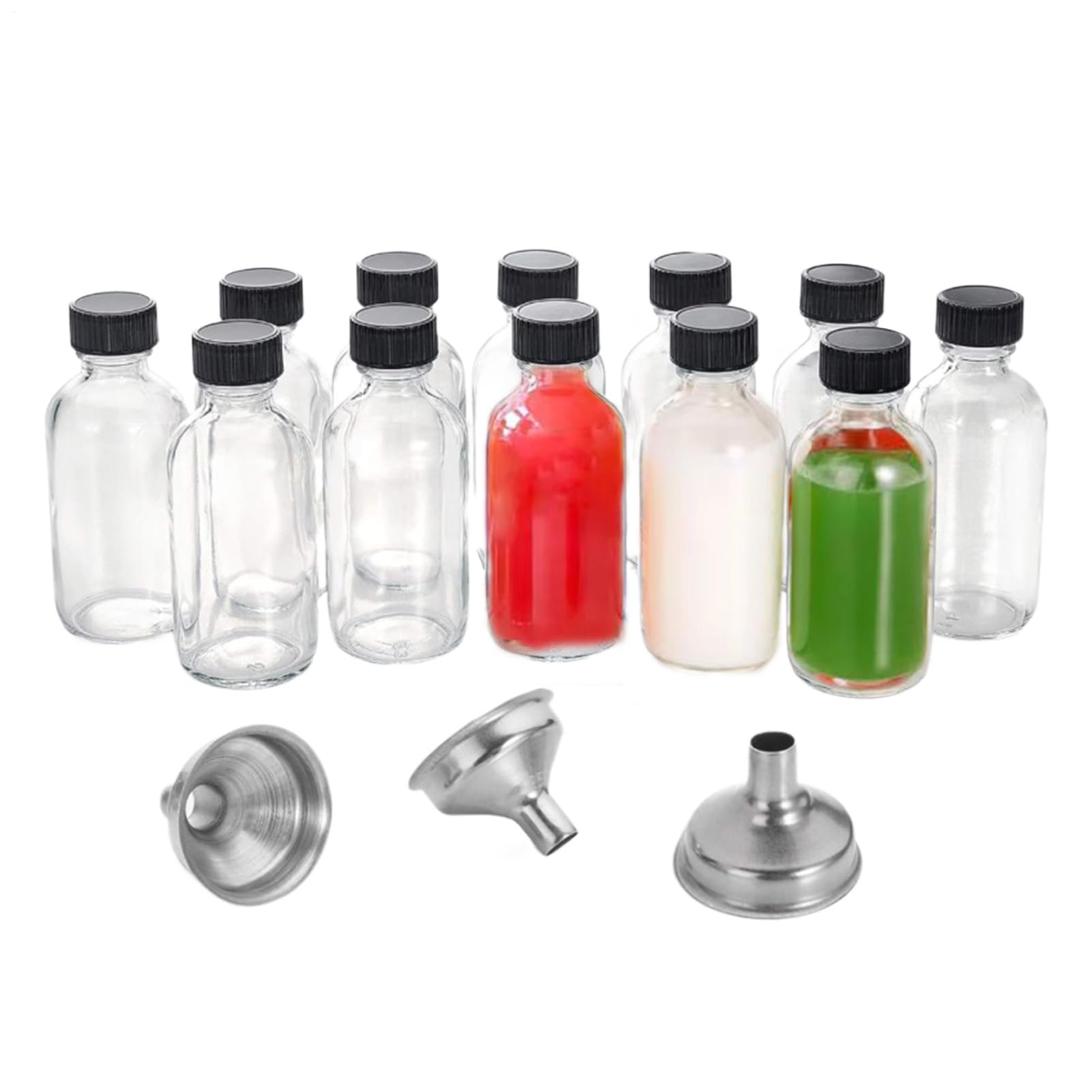Récipients transparents de 60 ml en verre pour potions et huiles avec bouchon