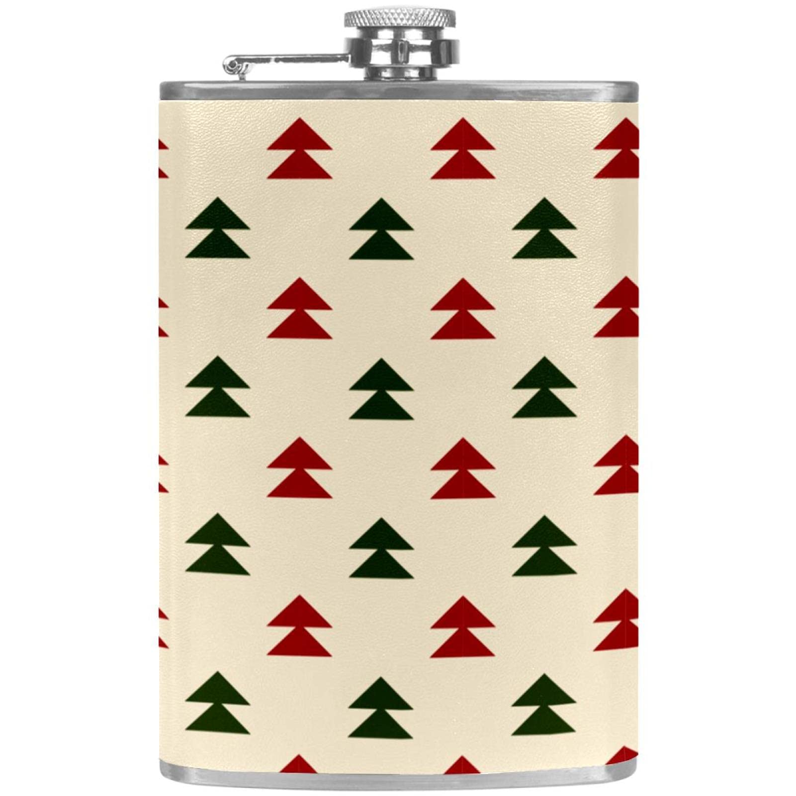 Petite flasque étanche avec entonnoir discret - Idée cadeau homme motif arbre de Noël en cuir