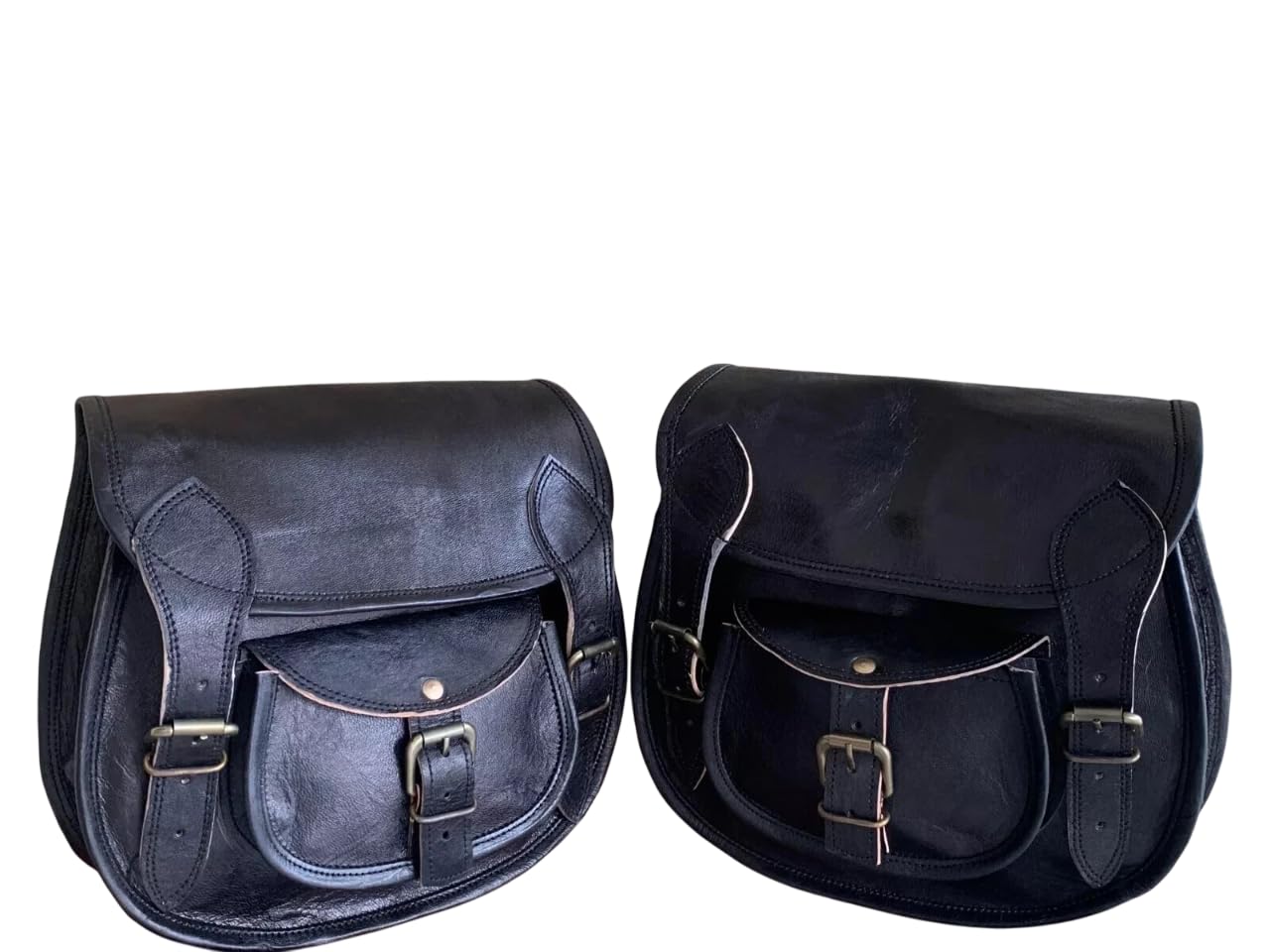 American Blue Sella Borsa per moto e bicicletta, borsa per attrezzi in pelle (2 tasche) (Black Craft)