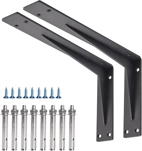 Miniatura 49 de YUMORE Soporte de estante resistente de 6 x 4 x 2 pulgadas, 1/5 pulgadas, soportes sólidos en L de acero inoxidable para encimera, soportes