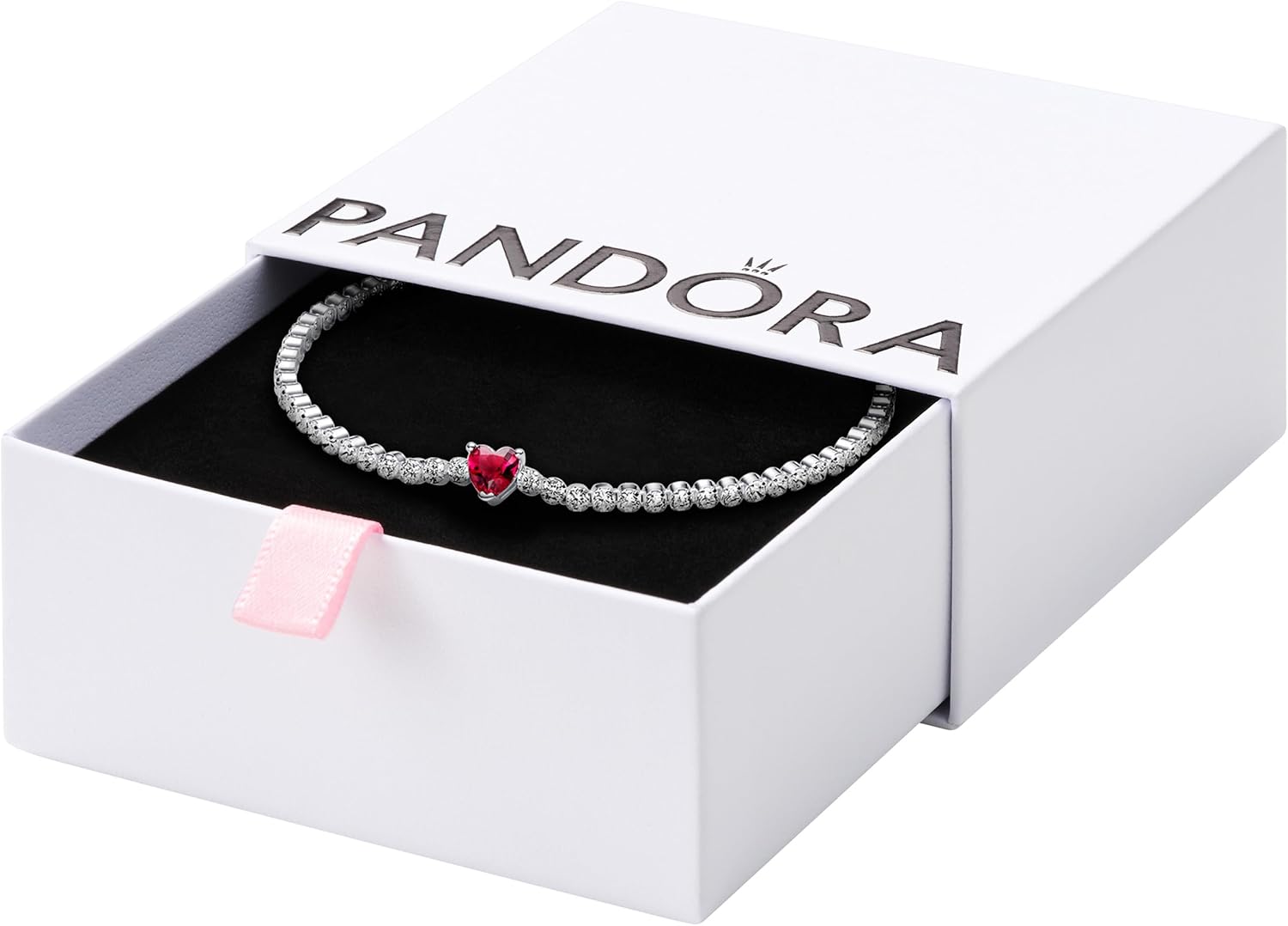 PANDORAパンドラSparkling HeartTennisBracelet Amazon.com: PANDORA Red Sparkling Heart Tennis Bracelet