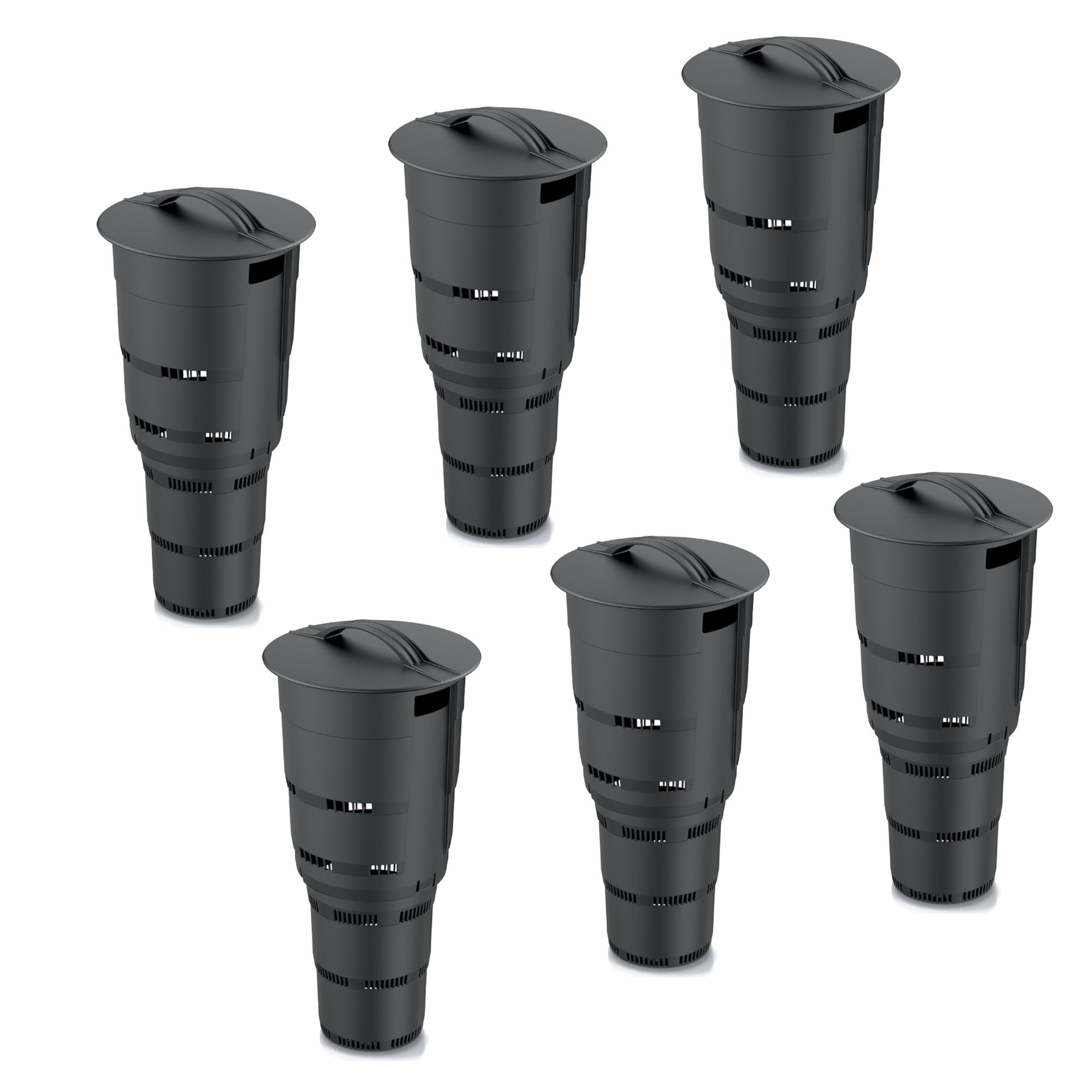Set 6X Komposter Unterirdischer Garten 11 L Anthrazit Kunststoff H 53 cm modularer Komposteimer Bio Mülleimer