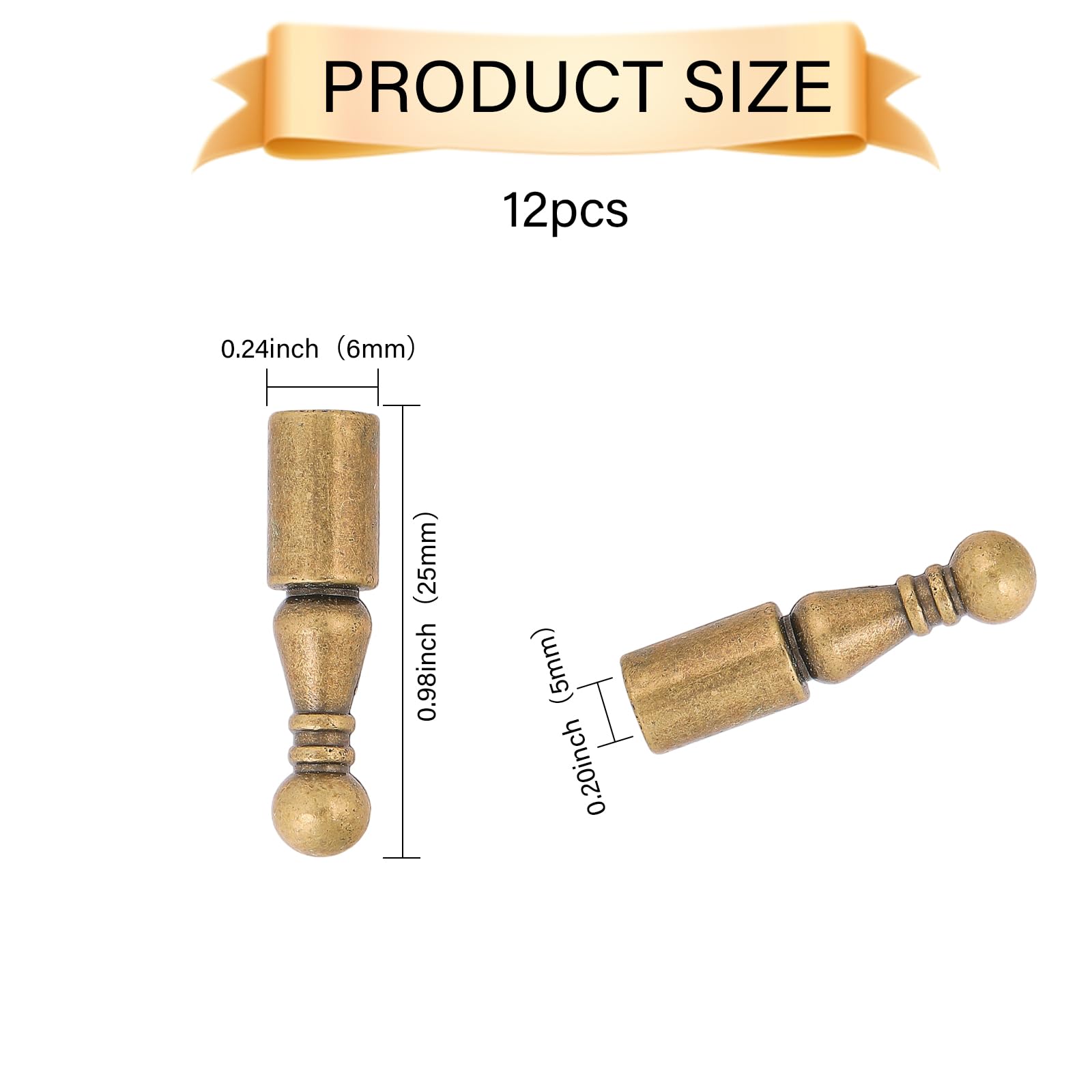 CHGCRAFT 12Pcs Bolo Tie Tips Replacement End Caps Long Alloy Cord Ends Smooth Metal Antique Bronze Accessories Retro Bolo Tie Tips for Clothes Decoring Chain Bracelet DIY Crafts Making Findings - Image 2