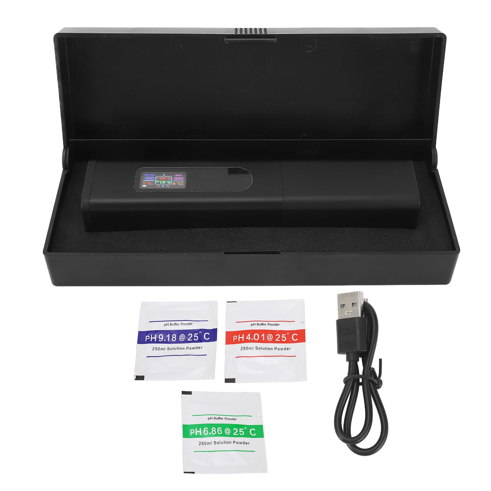 Testeur de qualité de l'eau 5 en 1 PH TDS Température EC Sel Mètre Écran LCD Moniteur de qualité de l'eau Multifonctionnel pour la Culture hydroponique, l'horticulture,