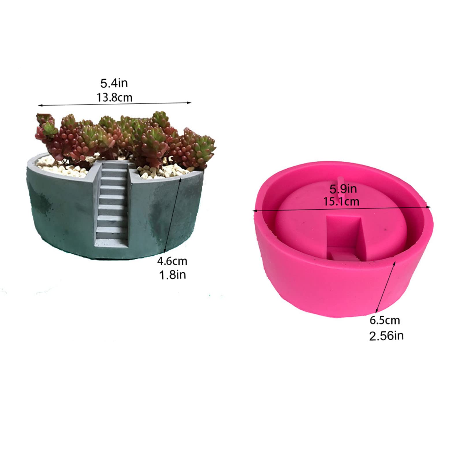 Round Ladder Concrete Flower Pot Mold Succulent Planter Silicone Mold Epoxy Resin Clay Cement Plaster Mould Candle Pen Holder Mold Storage Box Mold