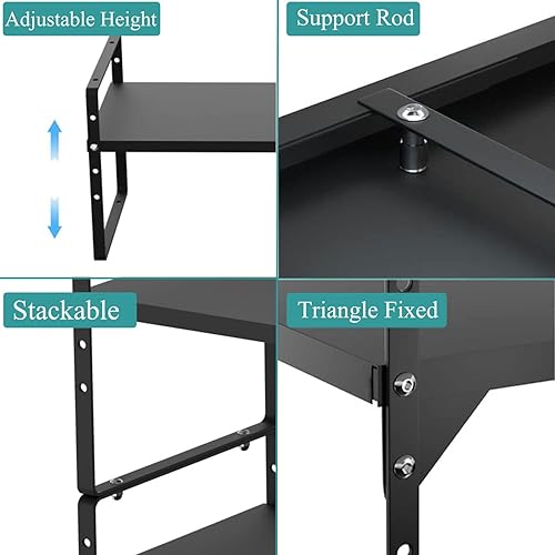 Miniatura 7 de Paquete de 2 organizadores de estantes de gabinete de cocina expandibles, estantes de almacenamiento de despensa de metal apilables, estante de