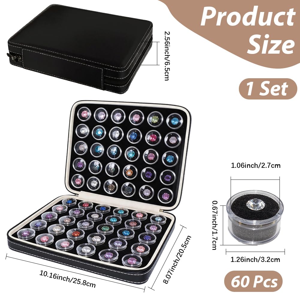 CREATCABIN 60 Pieza de Estuche para Exhibición de Gemas con Inserciones de Espuma Negra Bandeja para Exhibición de Diamantes 1.3" Cajas de Almacenamiento Piedras Preciosas Organizador 25.8x20.5x6.5cm