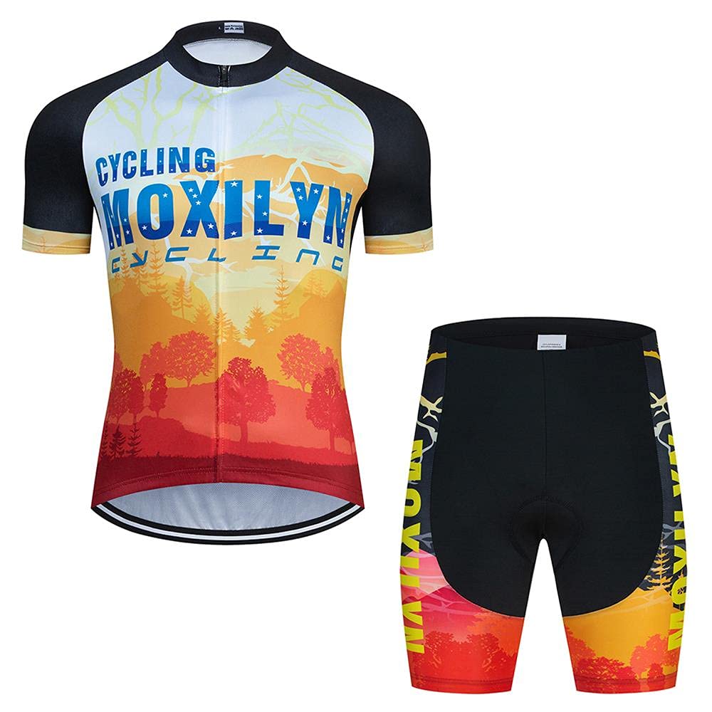 Hombres Jersey + Pantalones Cortos Mangas Cortas de Ciclismo Ropa Maillot Transpirable para Deportes al Aire Libre Ciclo Bicicleta