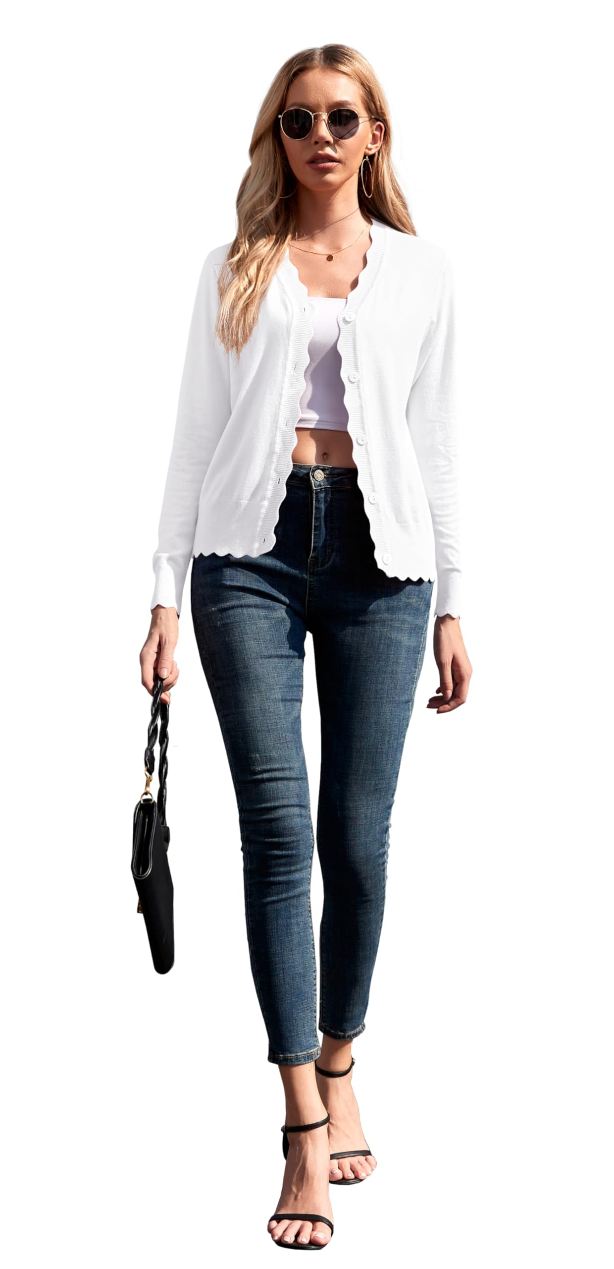 GRECERELLE Cardigan Femme avec Boutons et Encolure en V Cardigan Femme Léger et Estival Elégant avec Dentelle
