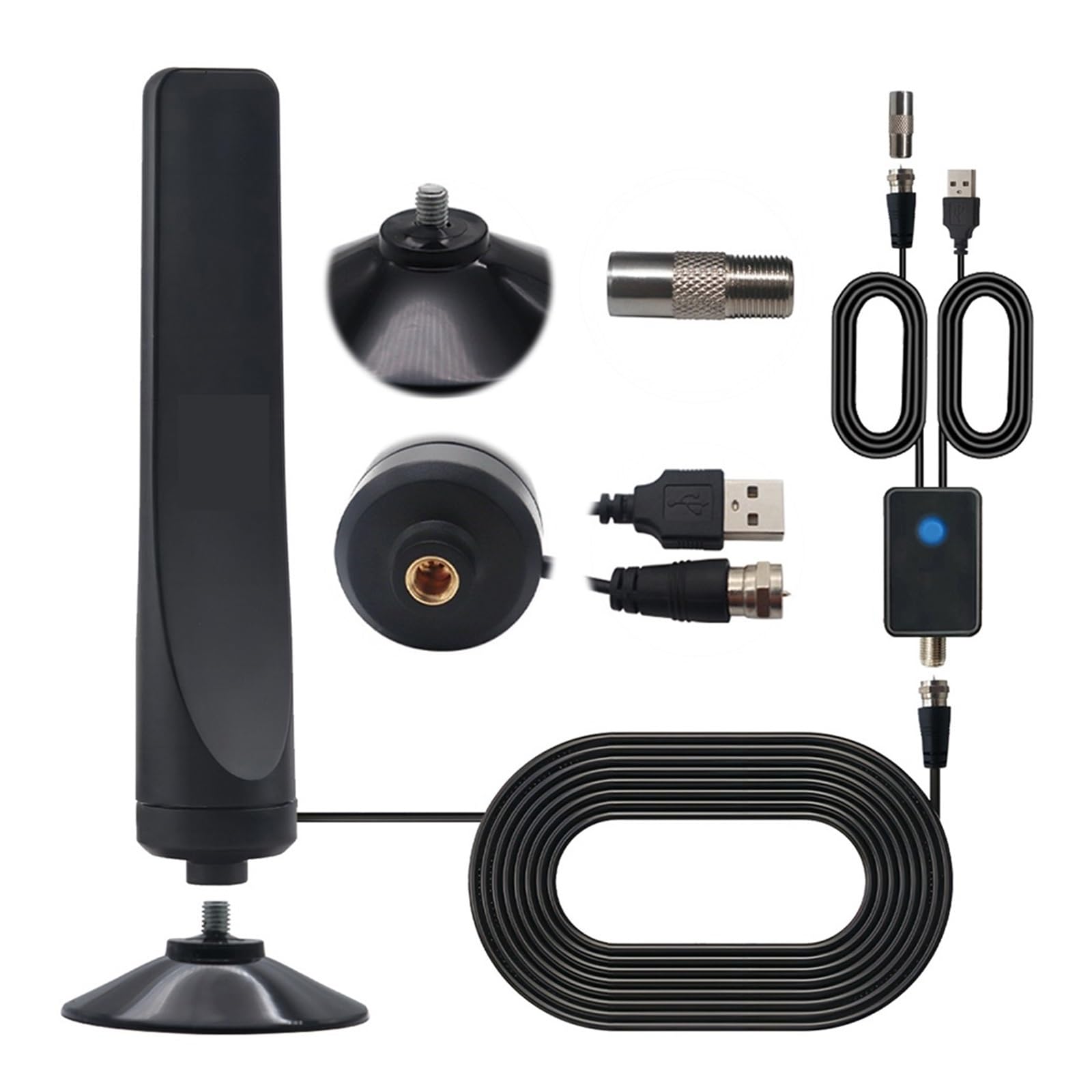 Antenna TV Digitale Con Amplificatore Di Segnale, Ventosa, Portata 50 Miglia, Ad Alto Guadagno, 25 DBi, Plug-in For Esterni E Interni Copertura più ampia