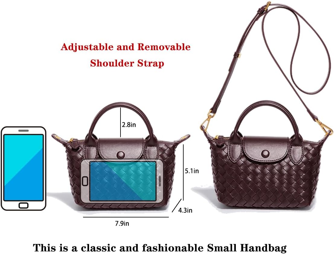 Small Woven Crossbody Bags Purse for Women Trendy Leather Dumpling Lightweight Mini Handbag | Small, Woven, Trendy, Lightweight, Mini - Image 3