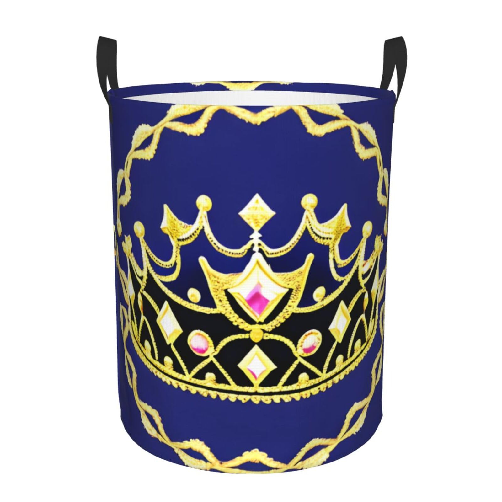 M Collapsible Fantasy Tiara Print Circular Hamper Round