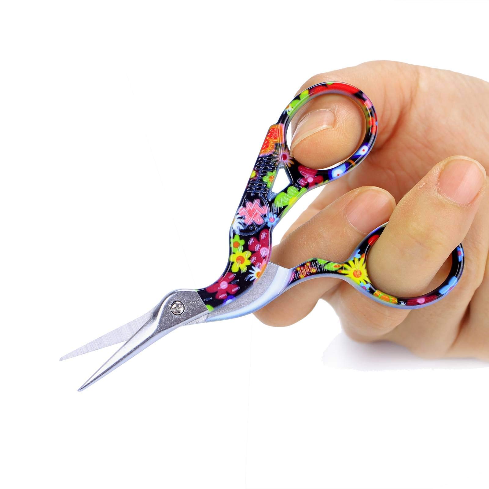 BIHRTC Scissors 4.5 Inch Bird Stork Sewing Scissors Small and 3.6 Inch Stainless Steel Sharp Tip Classic Stork Scissors Crane Design Sewing Scissors for Embroidery Craft Needlework Offic Everyday Use