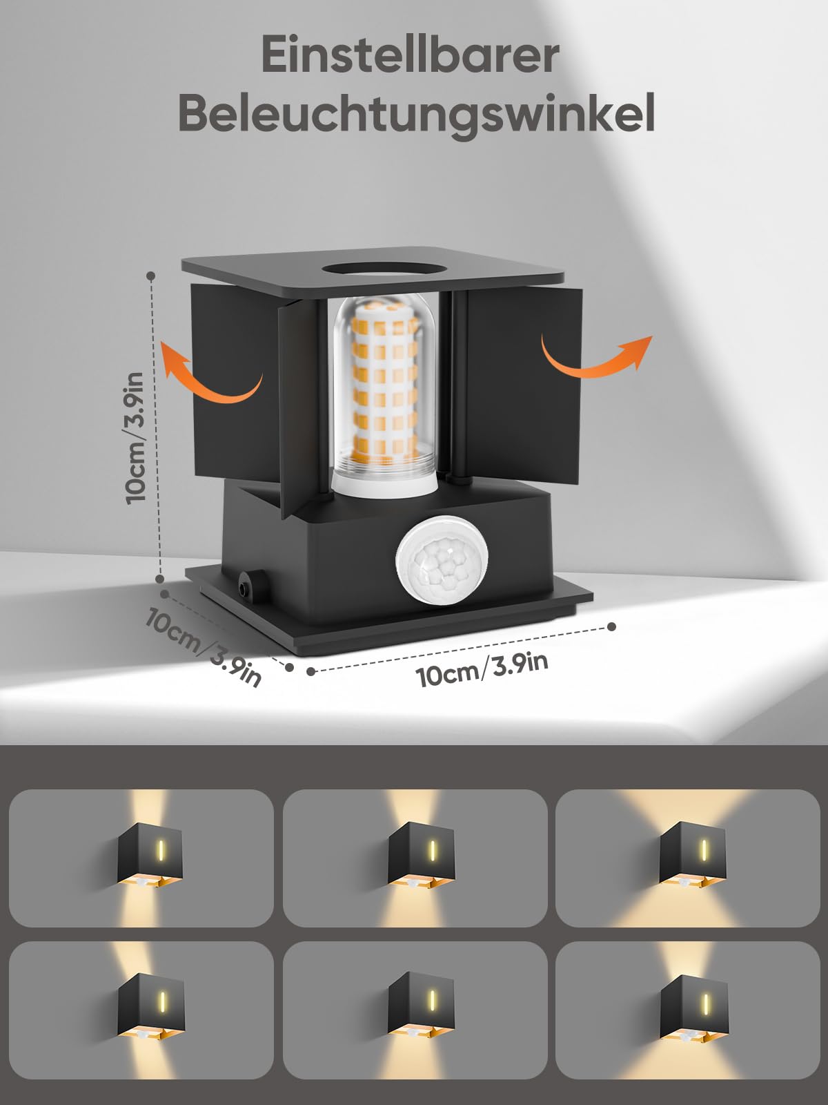 brightower LED Außenwandleuchte Außenlampe mit Bewegungsmelder,3000K Wandlampe mit Austauschbarer G9 IP54,Aluminium Wandleuchte Außen Einstellbar Abstrahlwinkel für Garten Eingang
