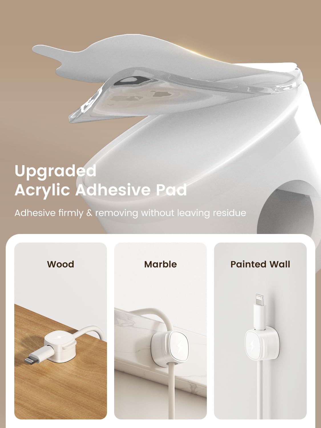 Paquete de 6 organizadores magnéticos para cables, soporte magnético para cables, color blanco