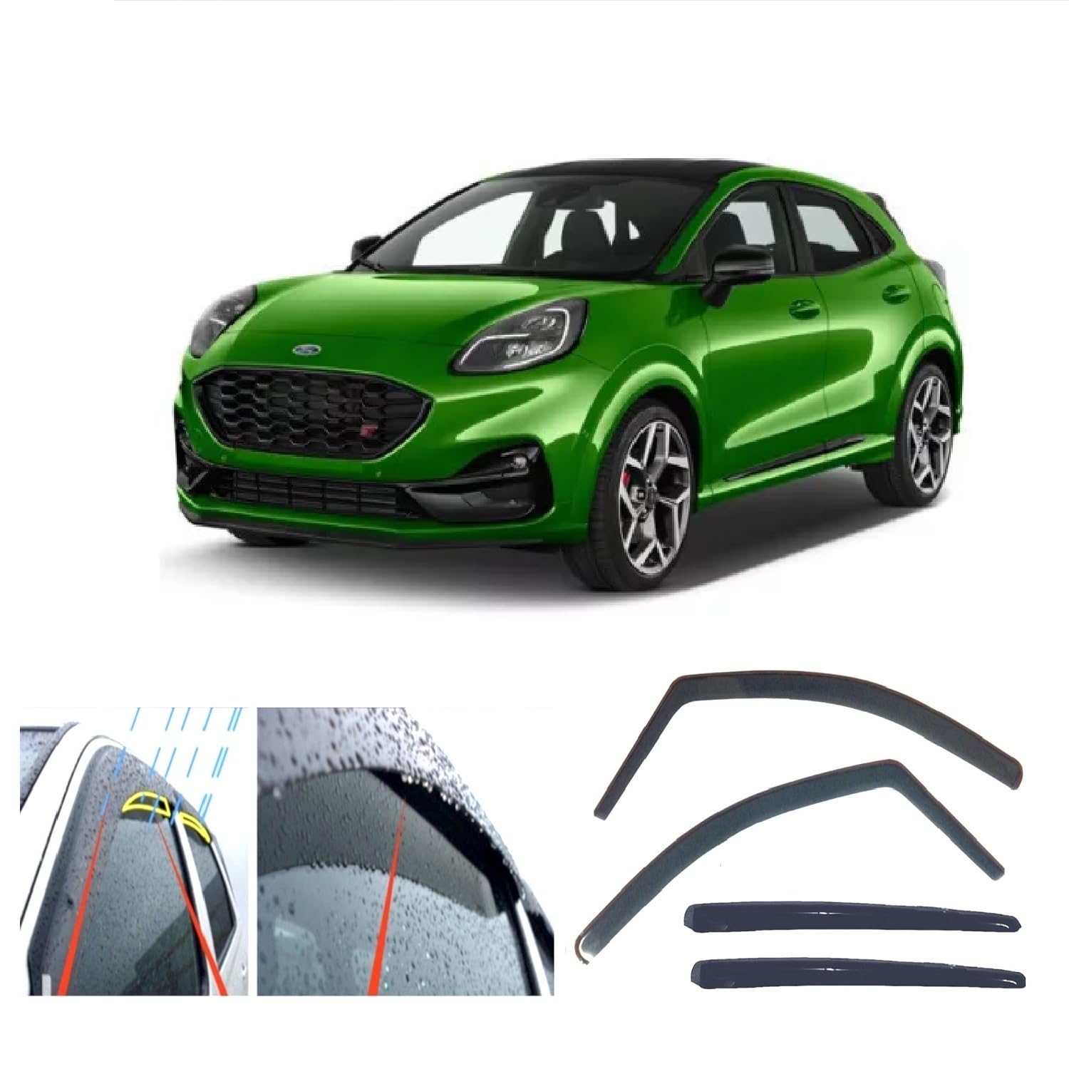4 protectores de lluvia deflectores de viento para Ford Puma 2020 2021 2022 2023 2024 2025 2026