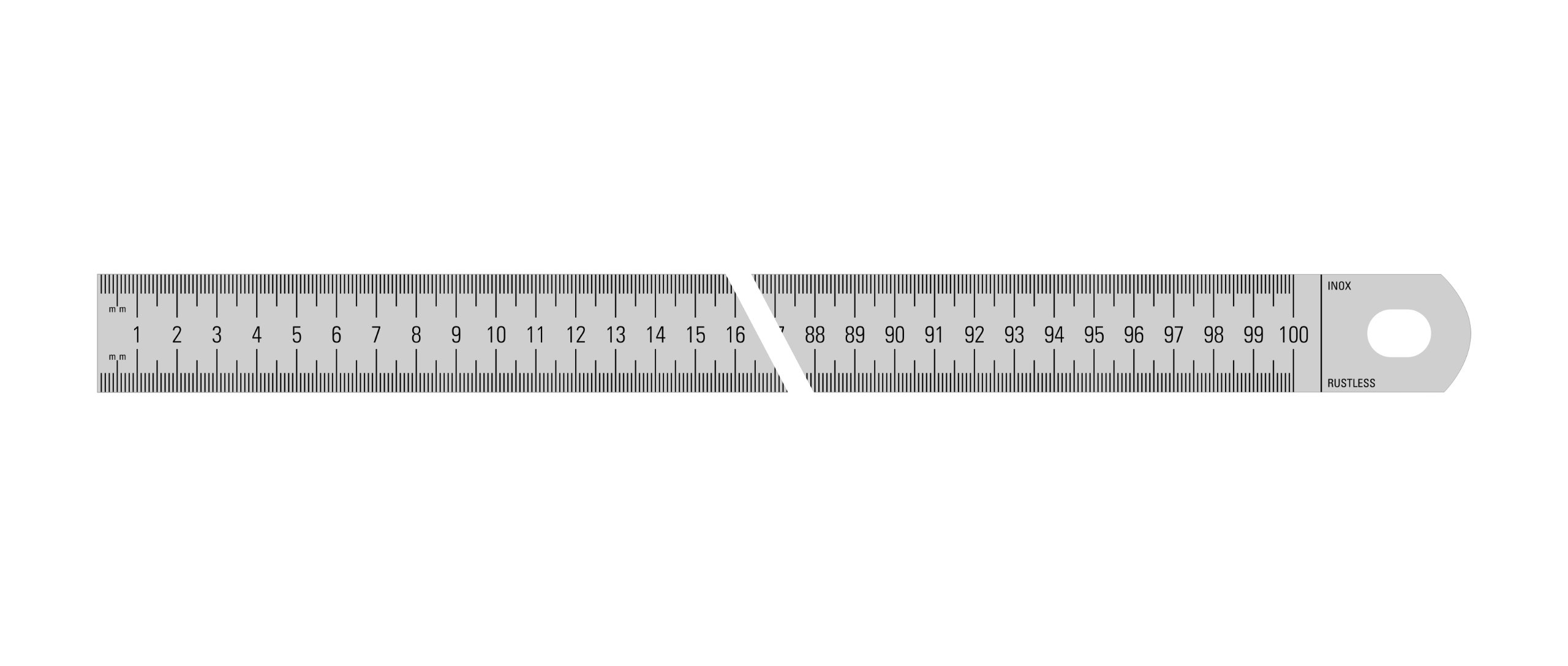 Règle chromé Metrica 25153 de 1000 mm avec double graduation en pouces et millimètres