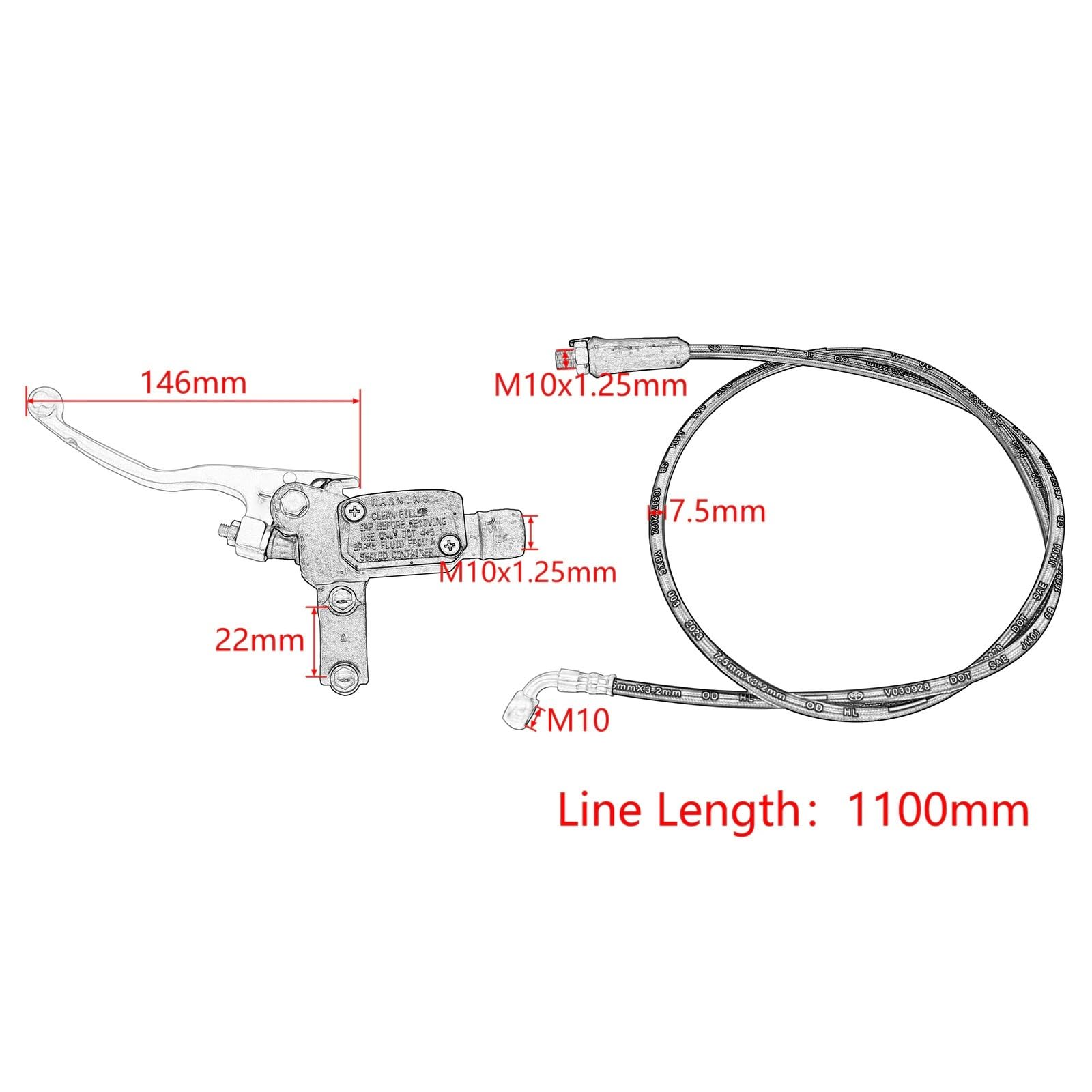 Hydraulischer Kupplungsleitungssatz for Motorräder KTM SX SX-F XC XC-W XCF-W XC-F EXC EXC-F TPI 6Days 125-500 und GasGas EC EX MC